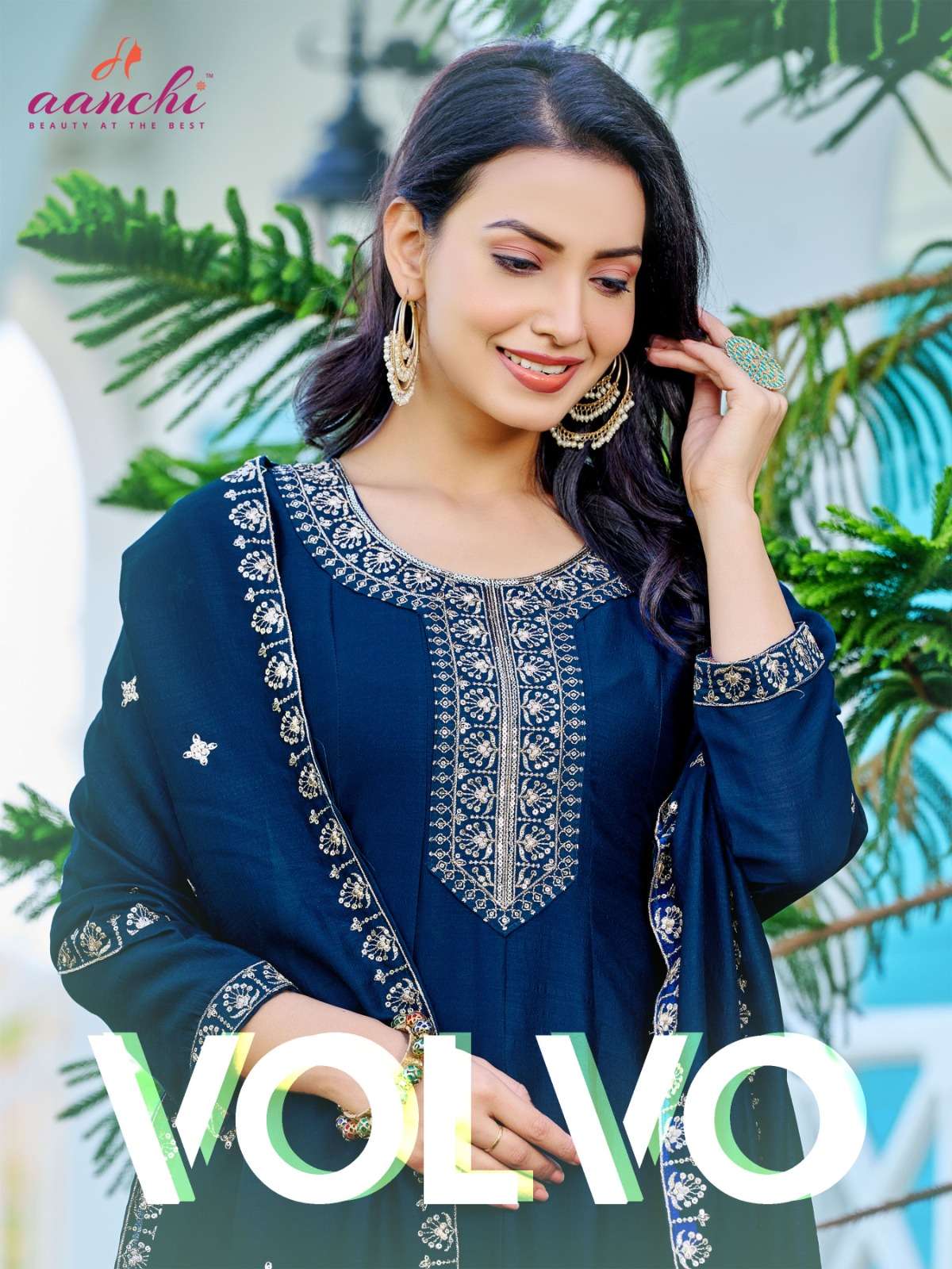 volvo by aanchi vichitra flair kali top bottom with lining with fancy dupatta work set online wholesale rate surat gujarat