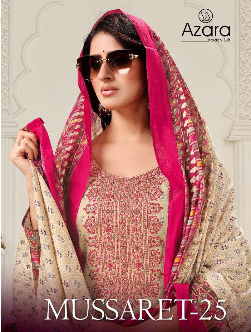 azara mussaret vol 25 1034 colour series jam cotton fancy embroidred salwar kameez wholesale price 