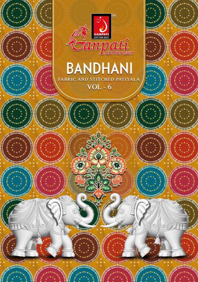 bandhani vol-6 by ganpati 601-615 pure cotton printed indian suits catalogue wholesaler price surat gujarat 