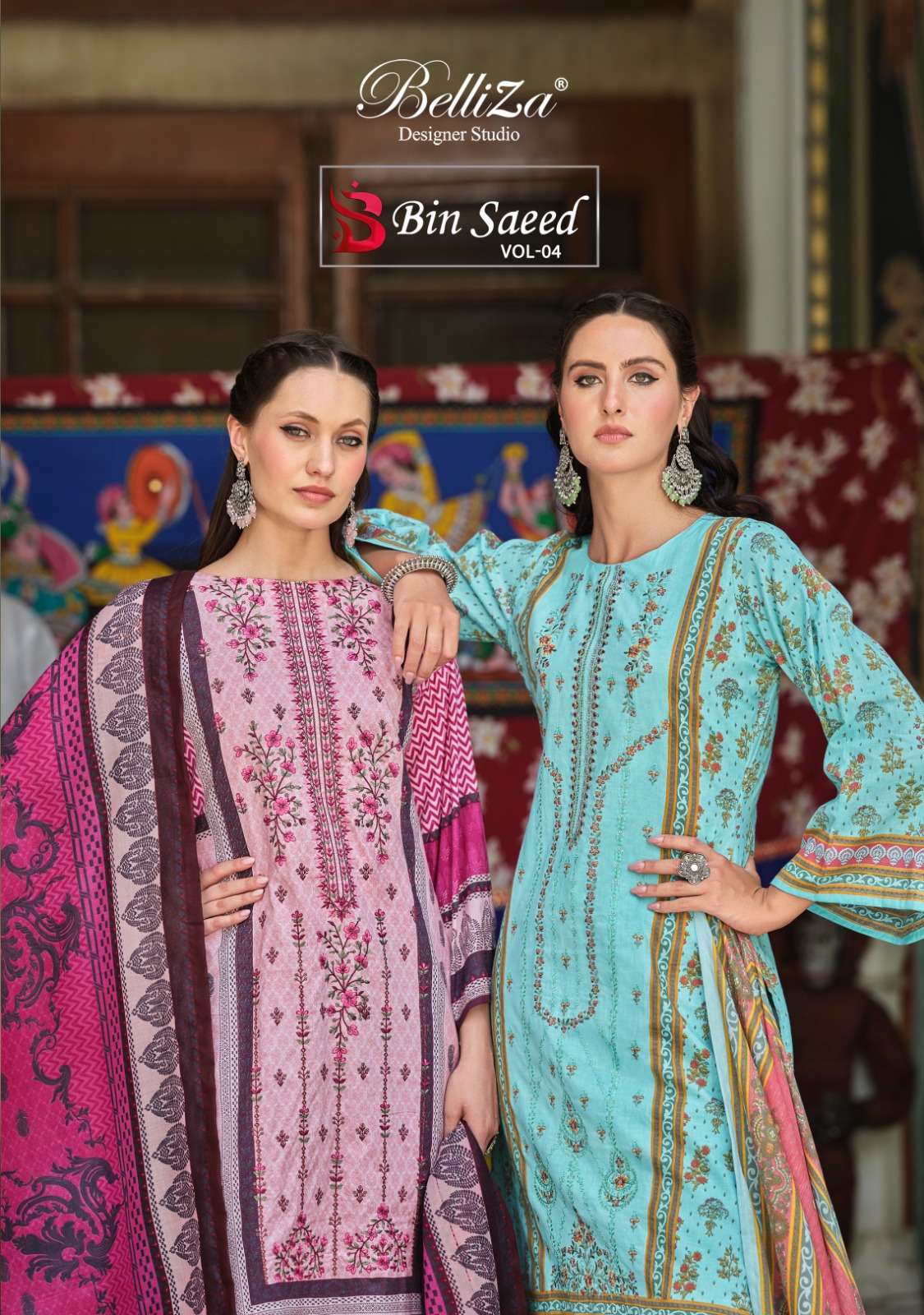 belliza bin saeed vol 4 designer pure cotton digital printed embroidred salwar kameez wholesale dealer surat 