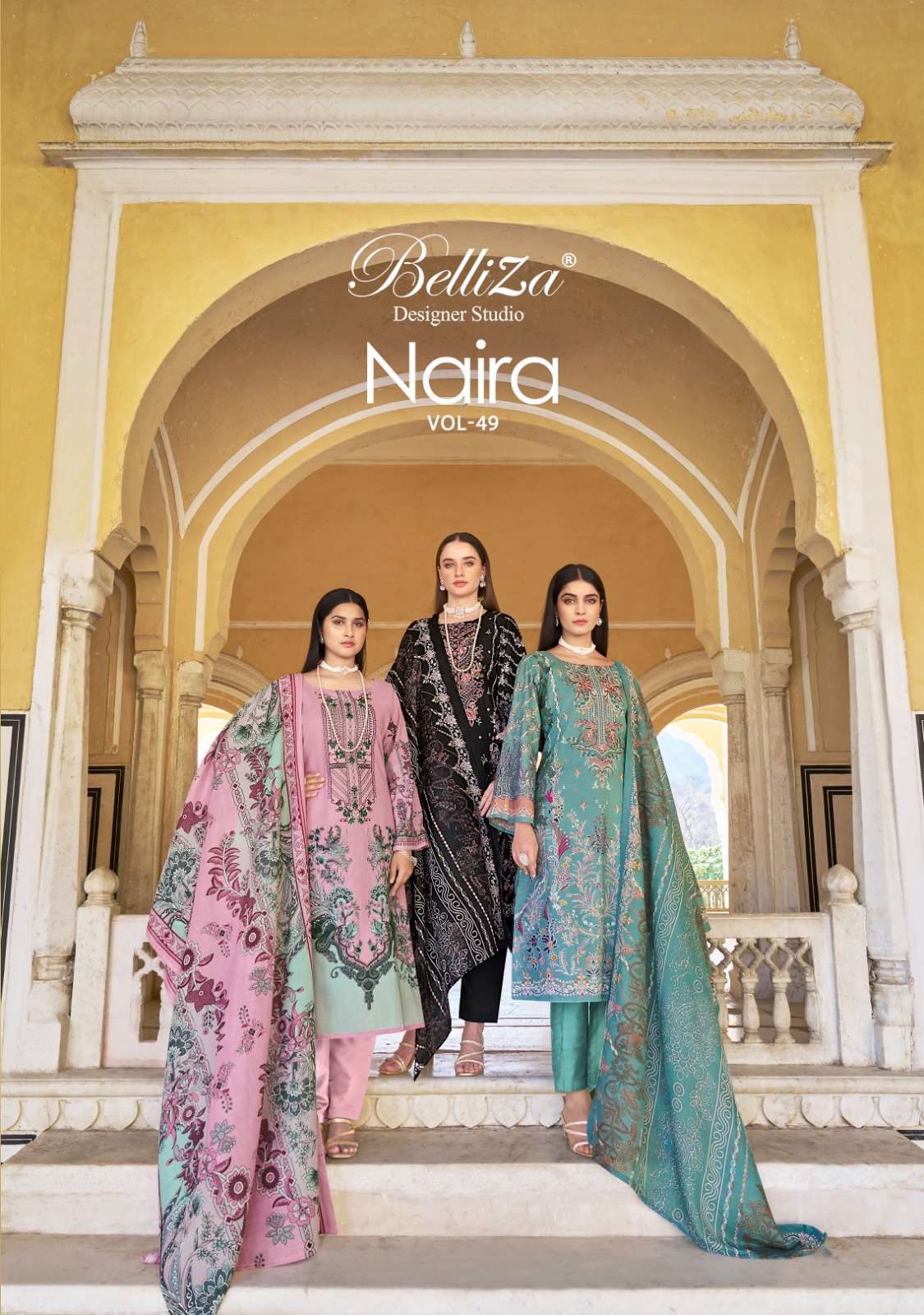 belliza naira vol 49 designer pure cotton salwar suits collection 