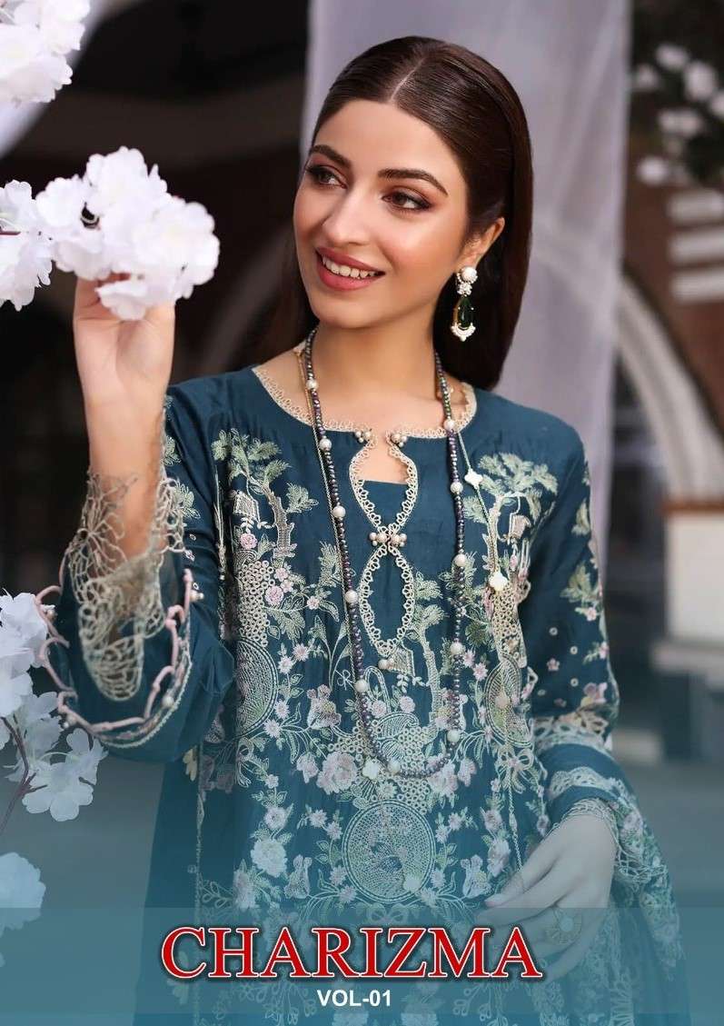 charizma vol-1 by shraddha designer 1001-1004 series pure cotton pakistani salwar kameez wholesale price surat gujarat 