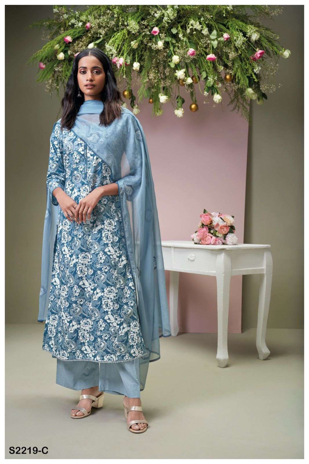 ganga tempany 2219 colour series party wear premium cotton embroidred salwar kameez wholesale dealer surat 