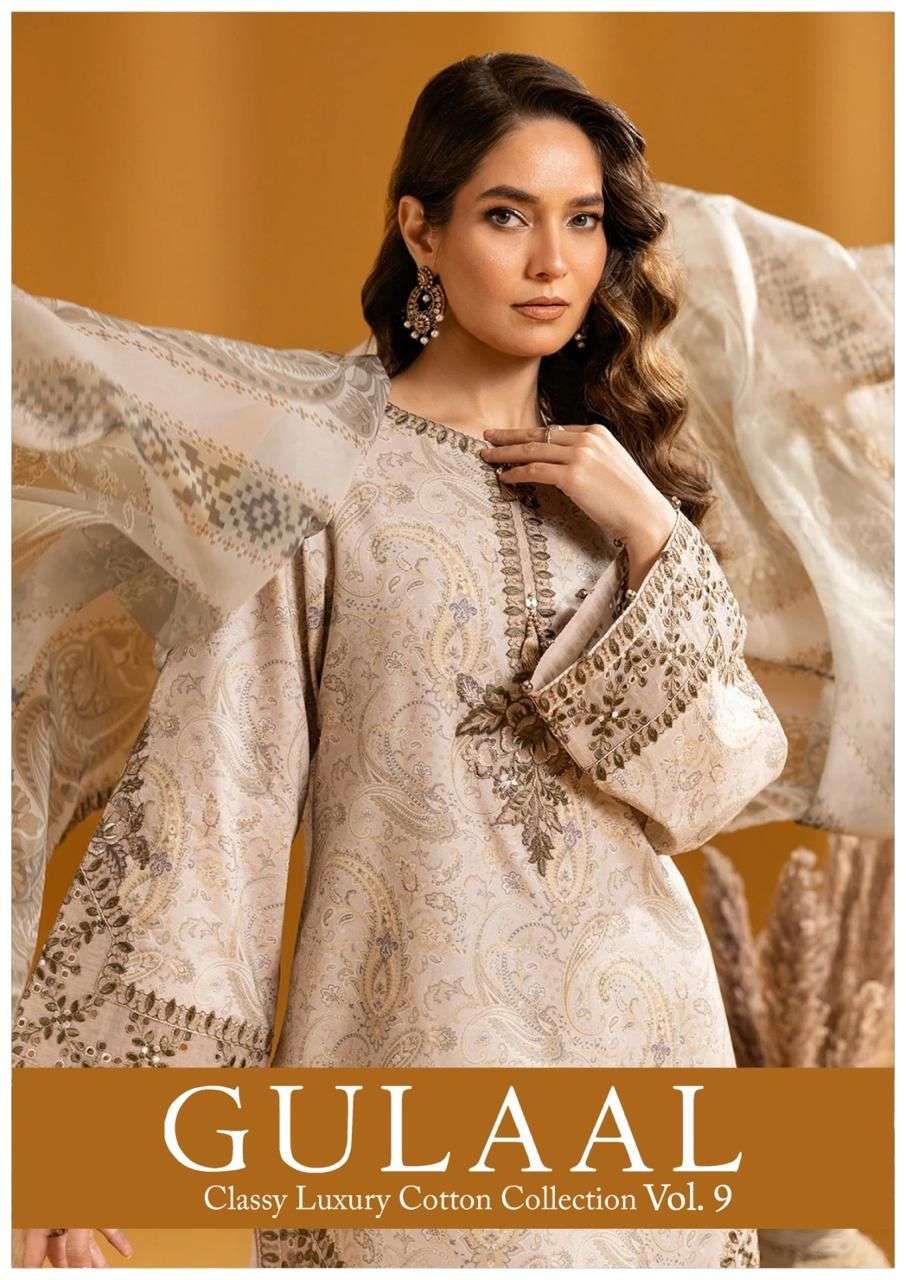 gulaal classy luxury cotton collection vol 9 pakistani cotton unstich salwar kameez collection 
