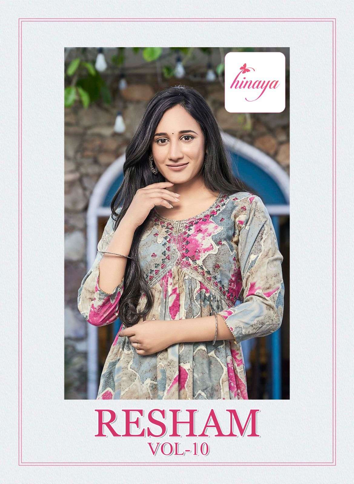 hinaya resham vol 10 10001-10006 series reyon short tops collection wholesale best rate at surat