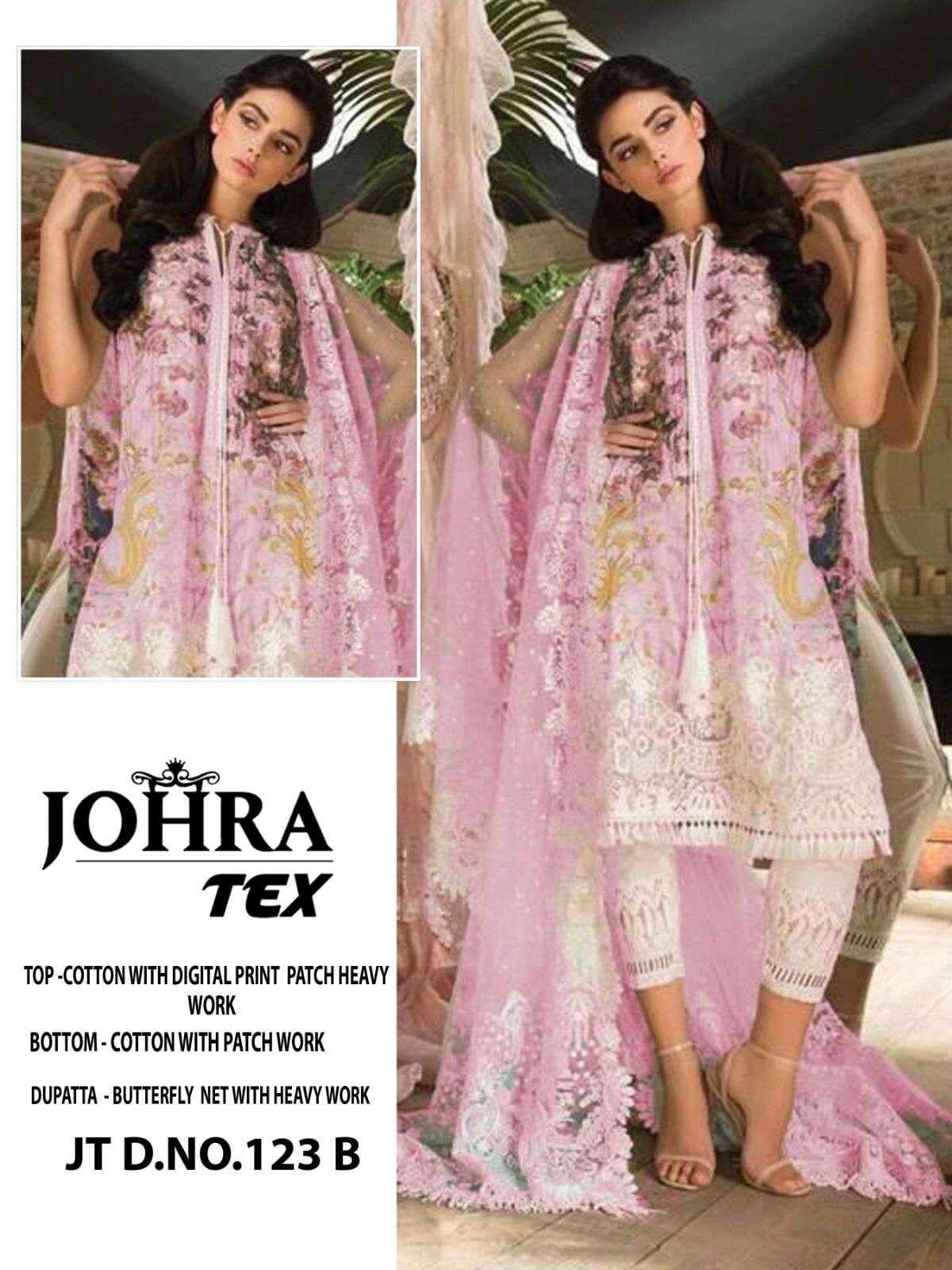 johra tex 123 colours digital print with heavy work designer salwar suits wholesale price surat gujarat 