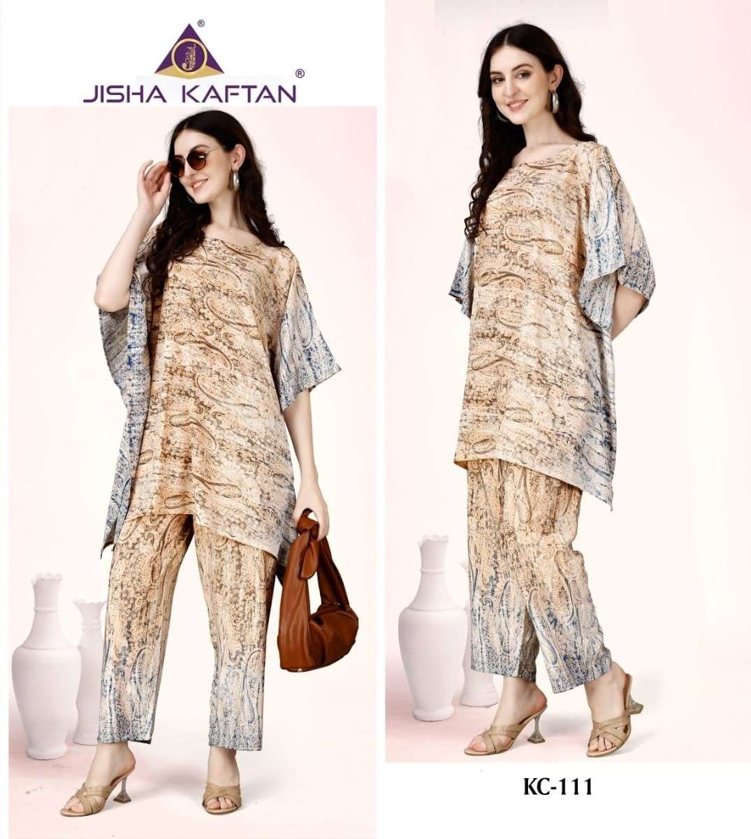 kaftan co-ord set vol-2 by jisha 109-116 series stylish look designer kaftan set at wholesale market surat gujarat 