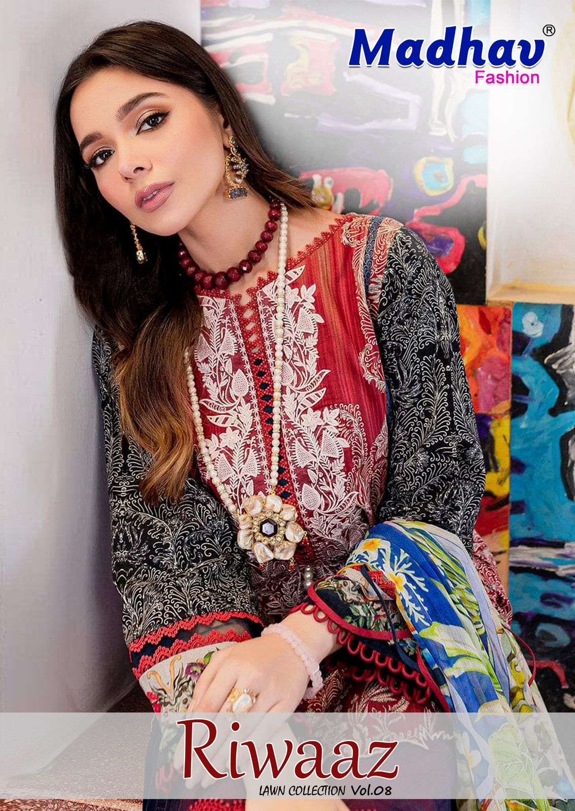 madhav fashion by riwaaz lawn vol 8 8001-8006 series lawn cotton designer salwar kameez wholesale dealer surat 
