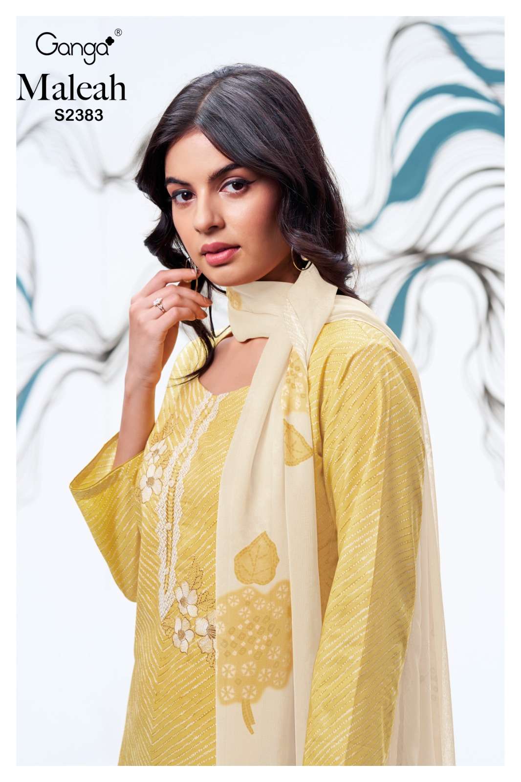 maleah 2383 by ganga exclusive designer embroiderd unstich salwar kameez set manufacturer surat gujarat 