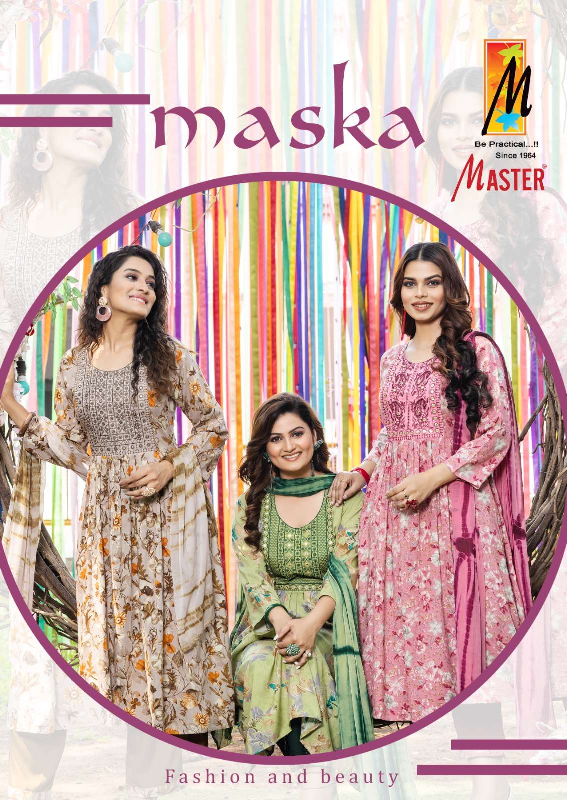 maska by master series 101-108 ghera kurti bottom with nazmin dupatta catalogue online dealer surat gujarat 