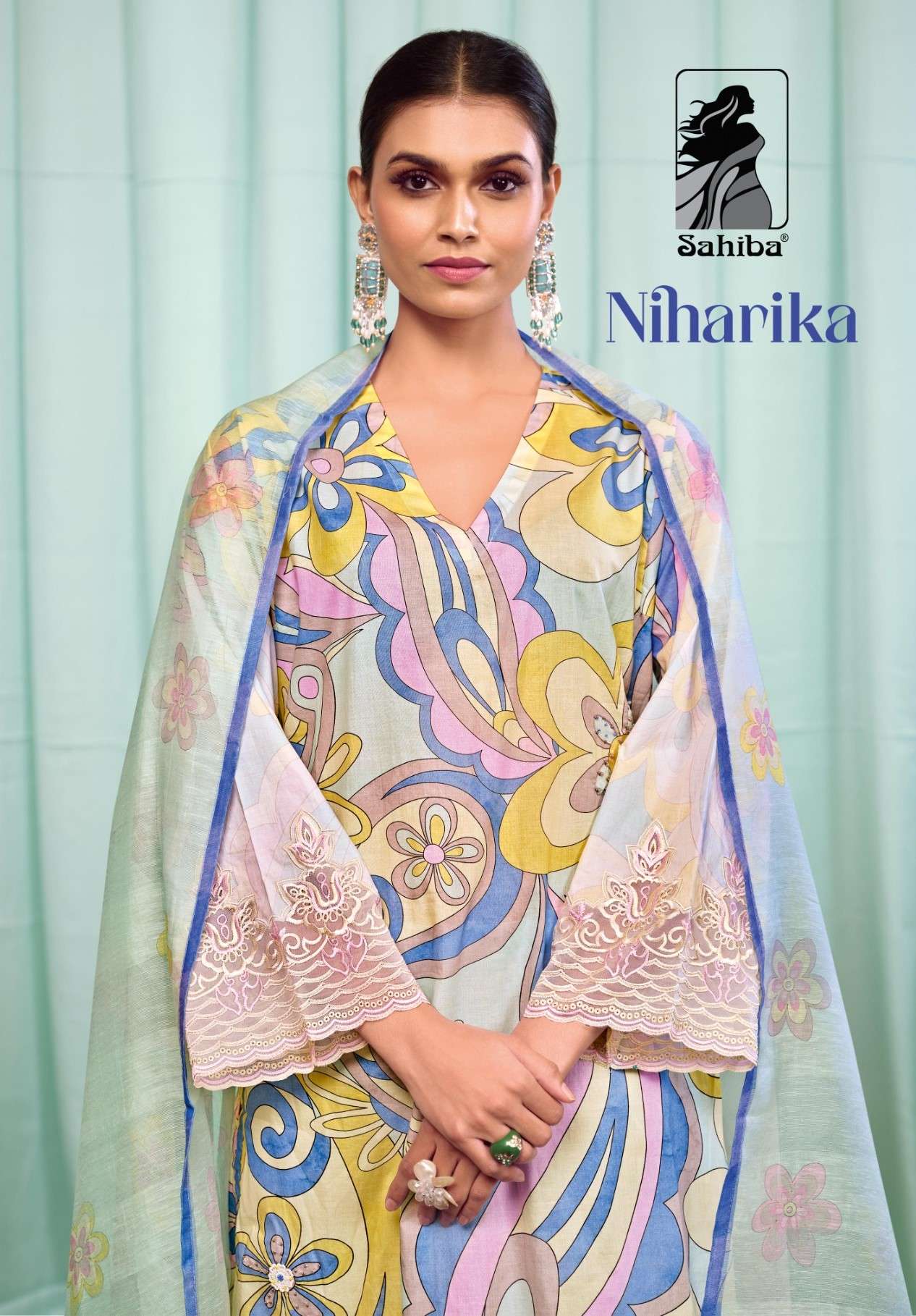 niharika by sahiba fancy designer digital salwar kameez material catalogue wholesaler surat gujarat 
