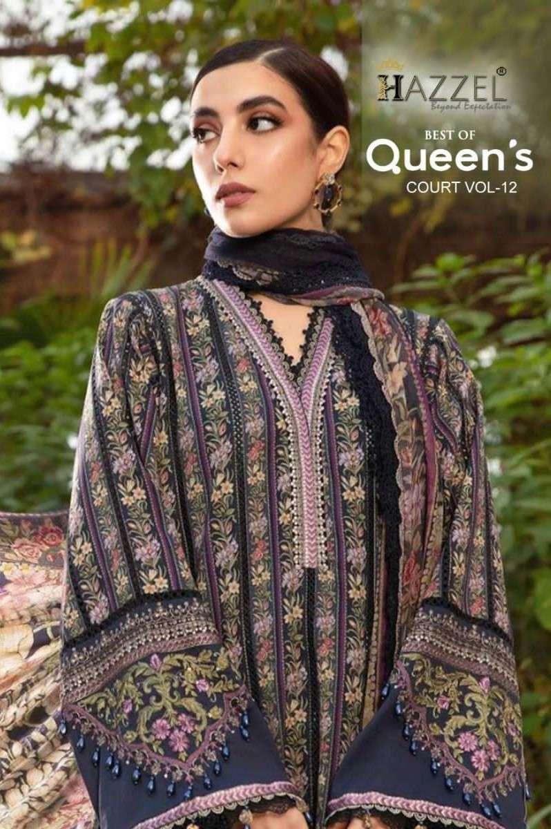 queens court vol-12 by hazzel 12001-12004 series unstich designer pakistani salwar suits catalogue manufacturer surat gujarat 