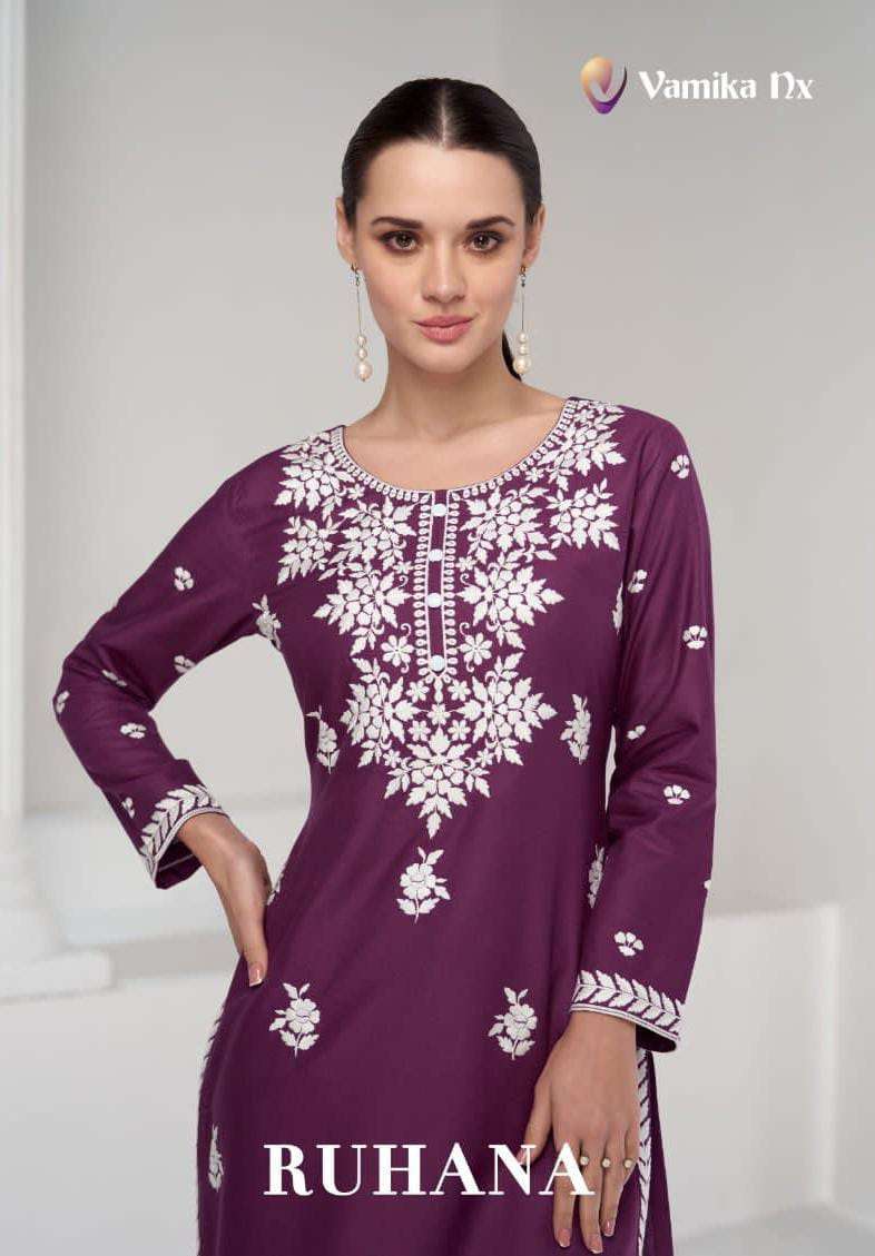 ruhana by vamika 2401-2406 series rayon designer tubic for woman online wholesale rate surat gujarat 
