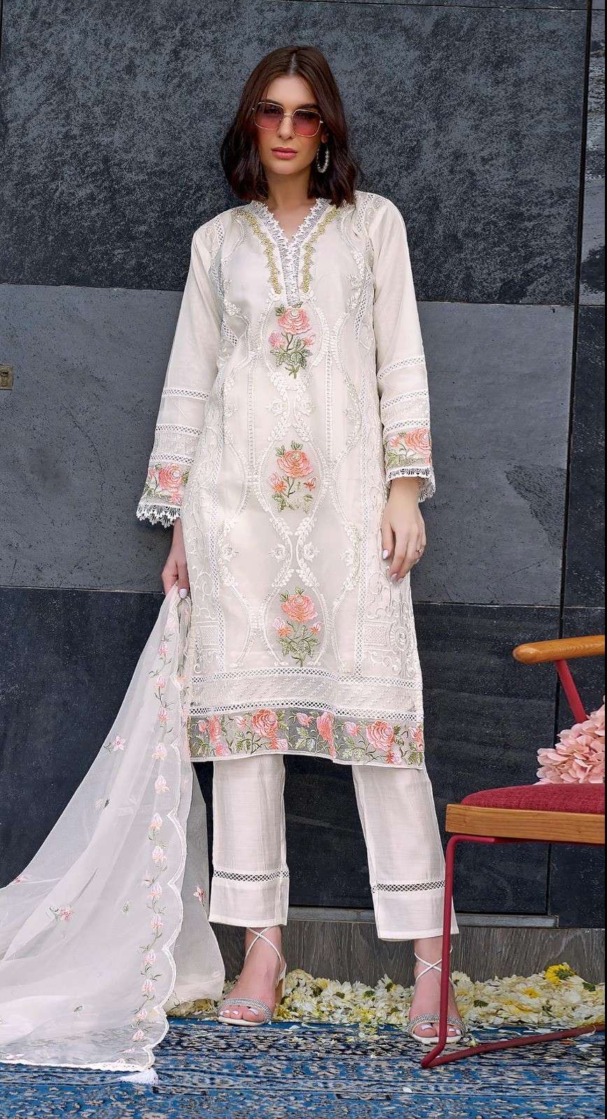 serine 276 colours designer faux georgette pakistani unstich dress material wholesale surat gujarat