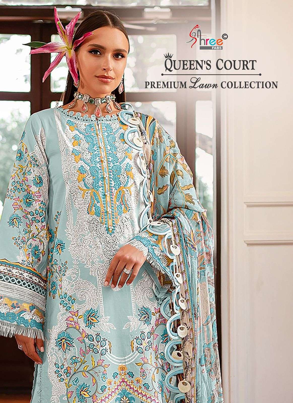 shree fabs queens court premium collection cotton dupatta pakistani suits catalogue manufacturer surat gujarat 