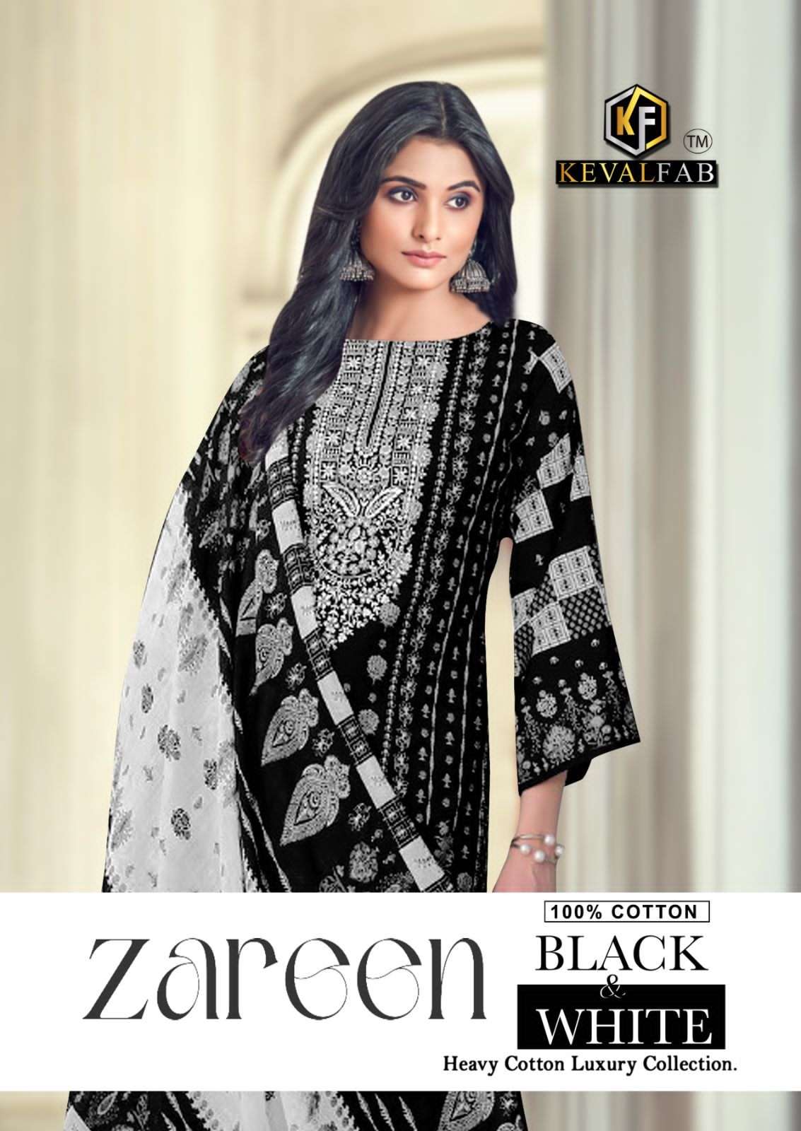 zareen black&white by keval fab 1001-1004 pakisatni designer cotton suits catalogue online dealer surat gujarat 