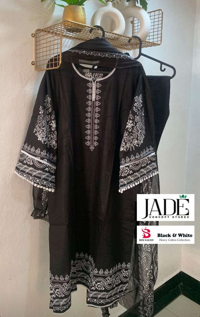 black&white by jade pure cotton lawn designer readymade pakistani suits latest design 2024