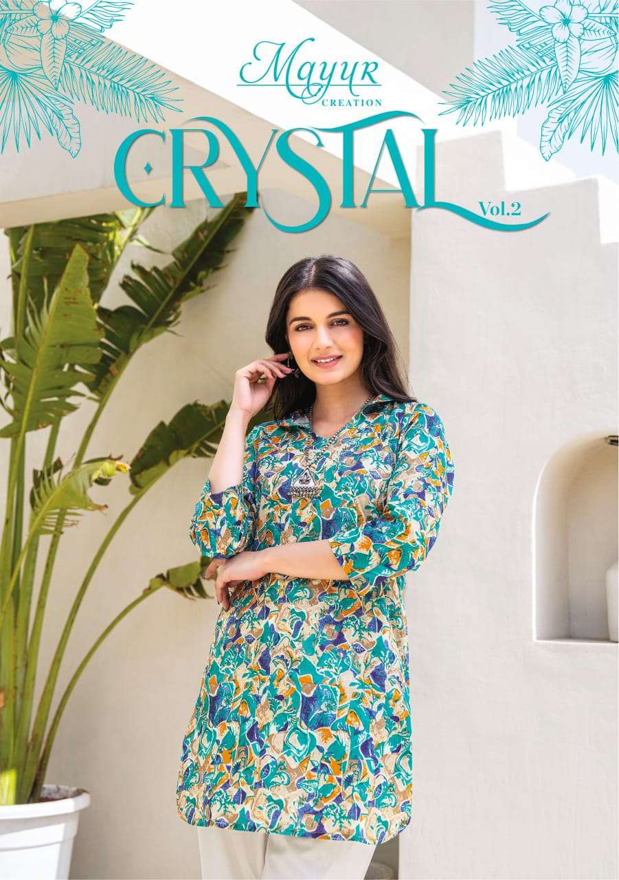 crystal vol-2 by mayur creation 2001-2012 series fancy designer tunic tops catalogue online market surat gujarat 