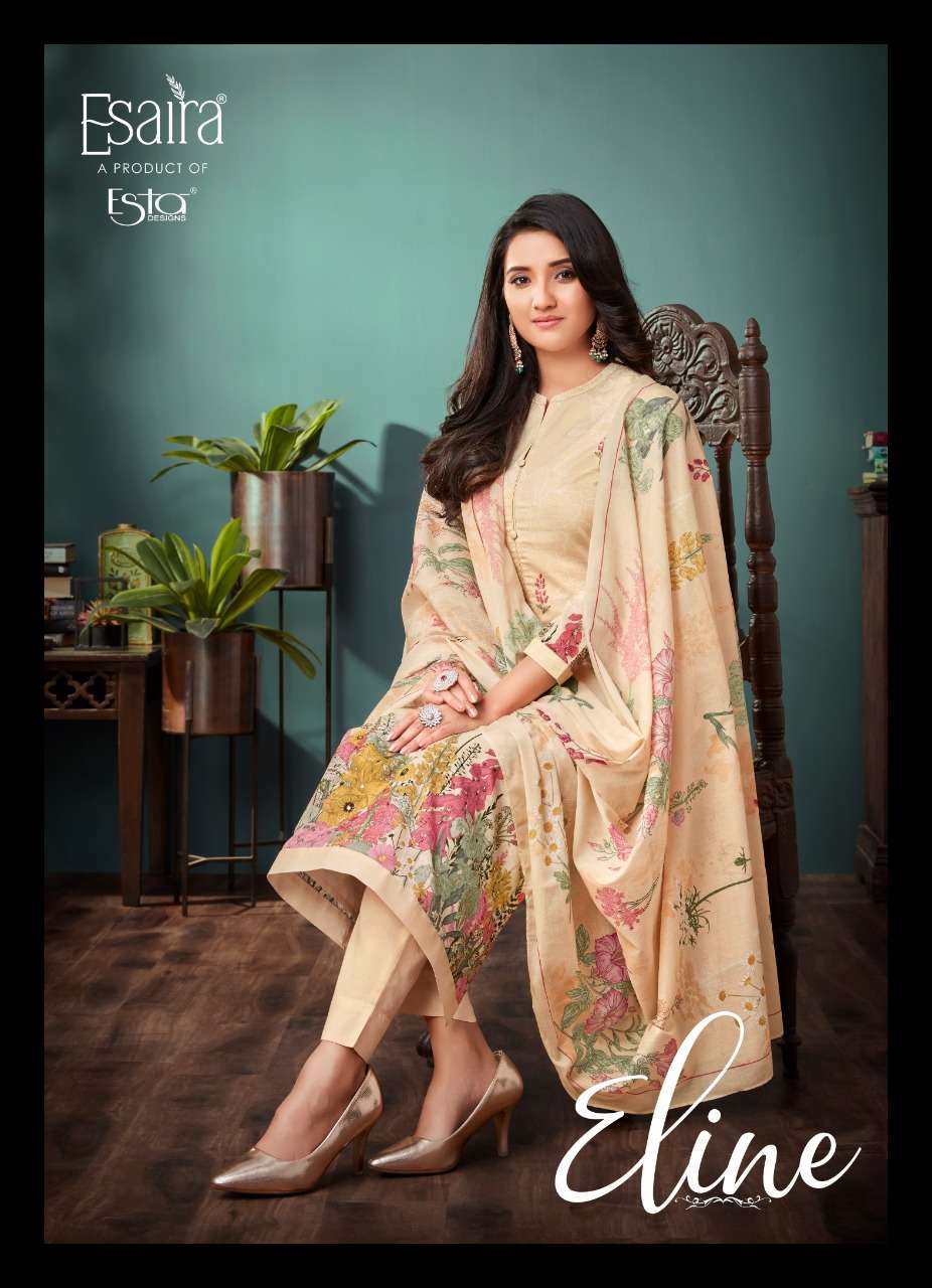 eline by esta design 101-110 series printed designer dress material catalogue wholesale rate surat gujarat 