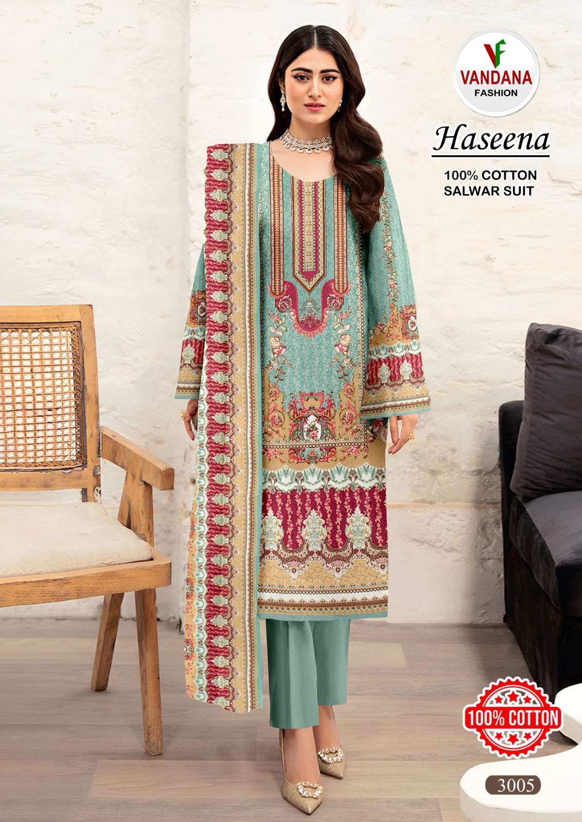 haseena vol-3 by vandana fashion pure cotton salwar kameez catalogue wholesale price surat gujarat 