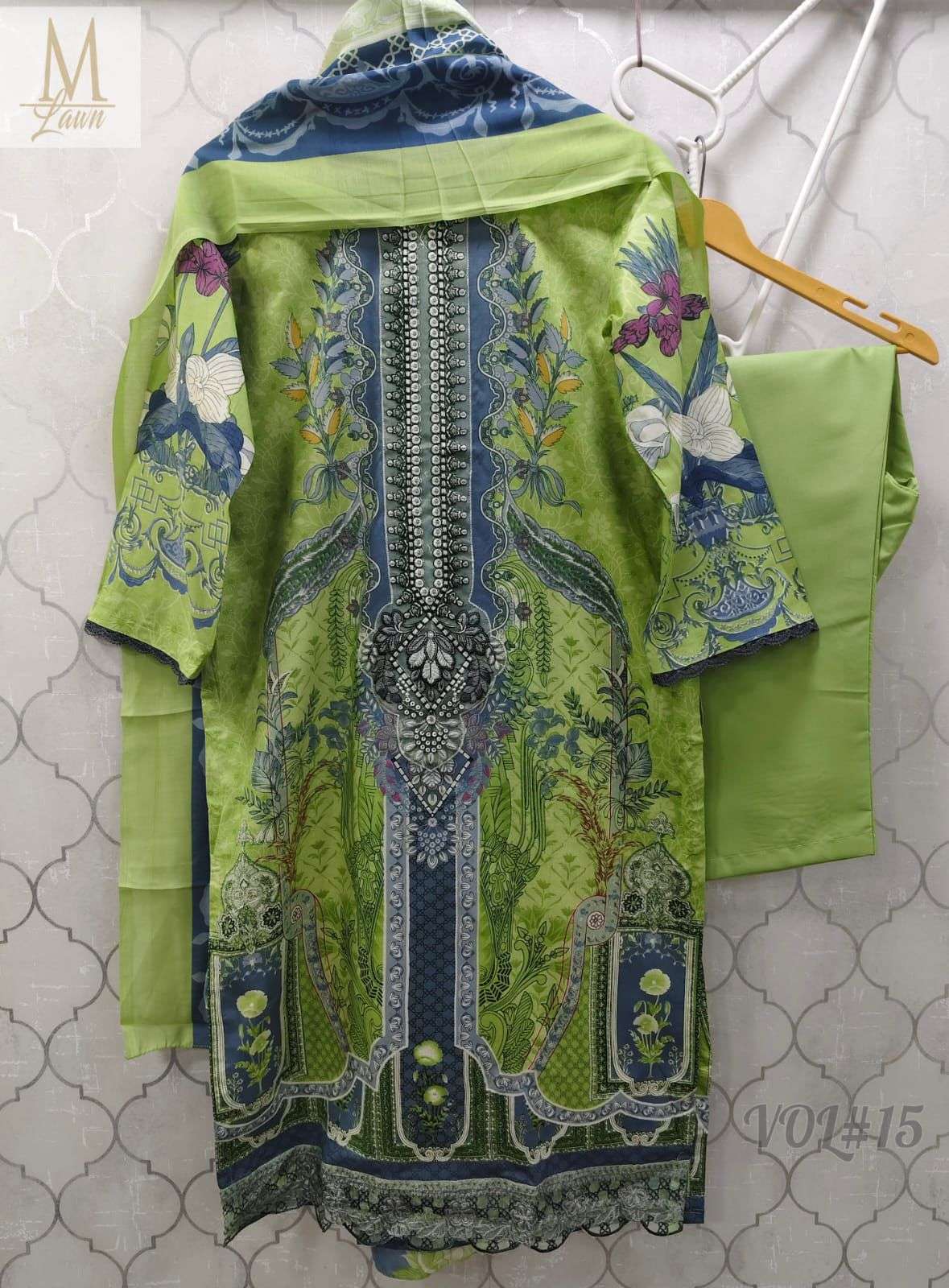 m lawn vol-15 by m lawn lawn cotton designer ready to wear pakistani salwar kameez catalogue surat gujarat 
