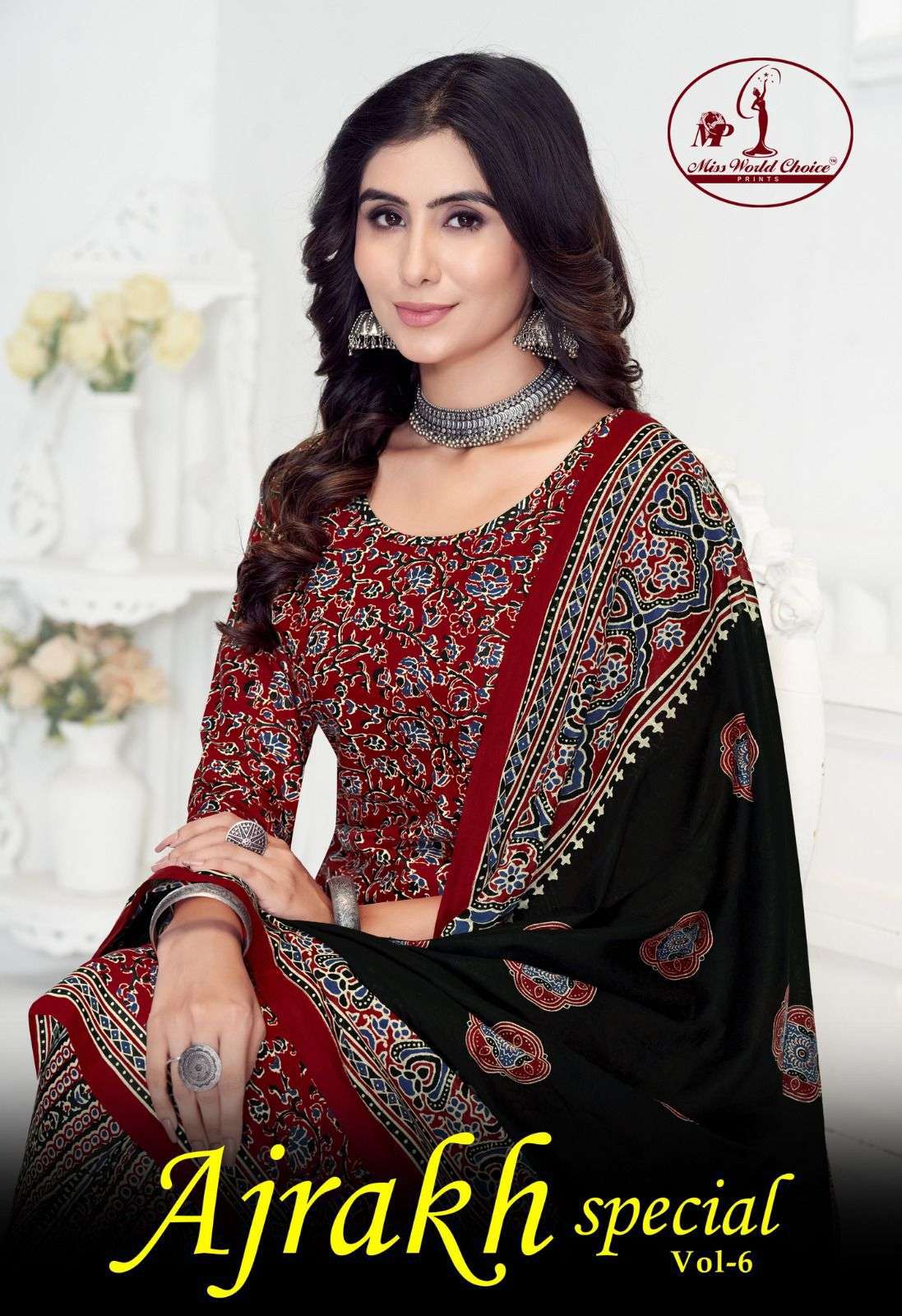 ajrakh special vol-6 by miss world choice 6001-6010 series patiyala designer salwar suits readymade collection surat gujarat 