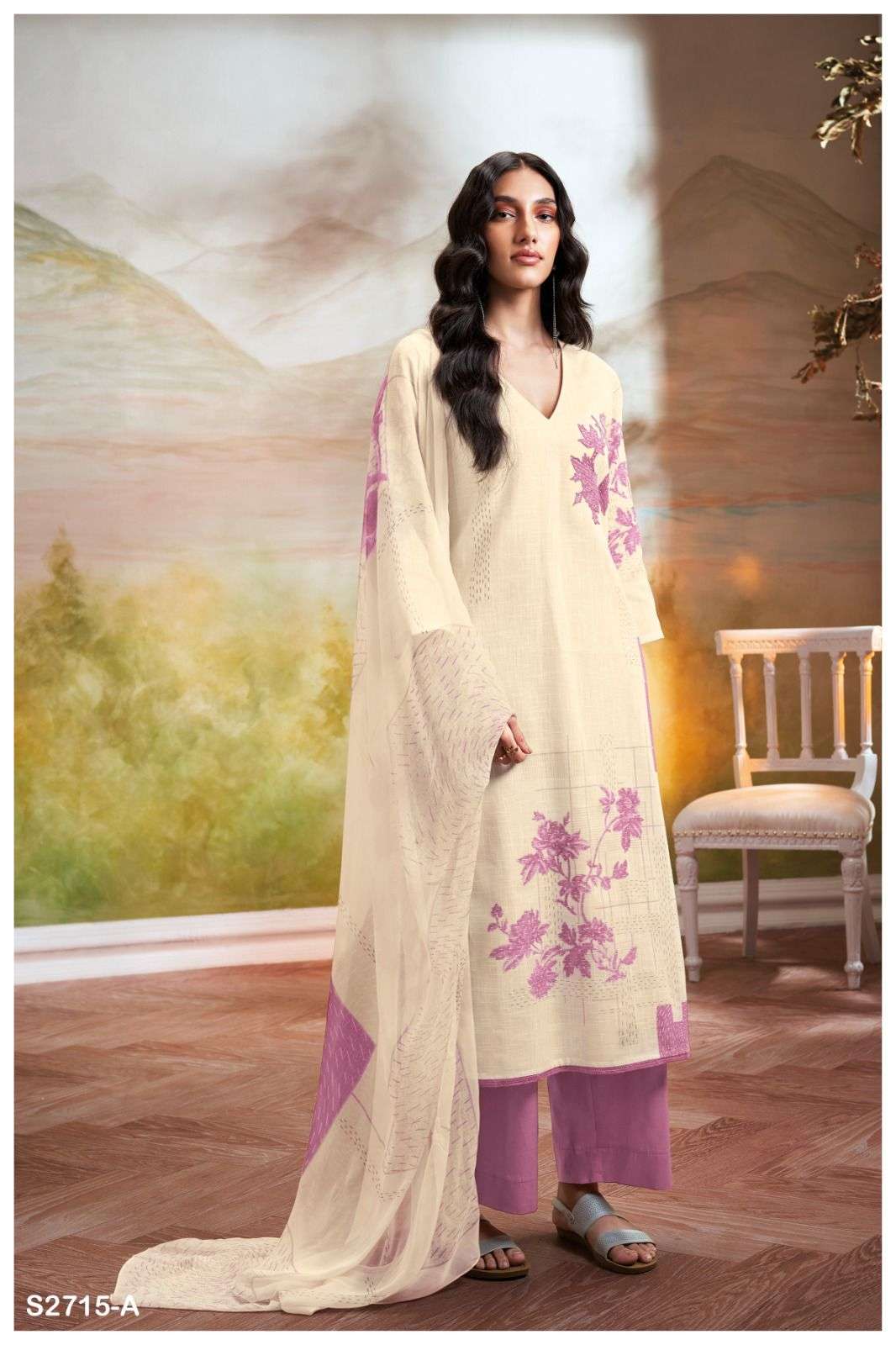 ganga nainika 2715 premium cotton linen patch work designer salwar kameez catlogue dealer 