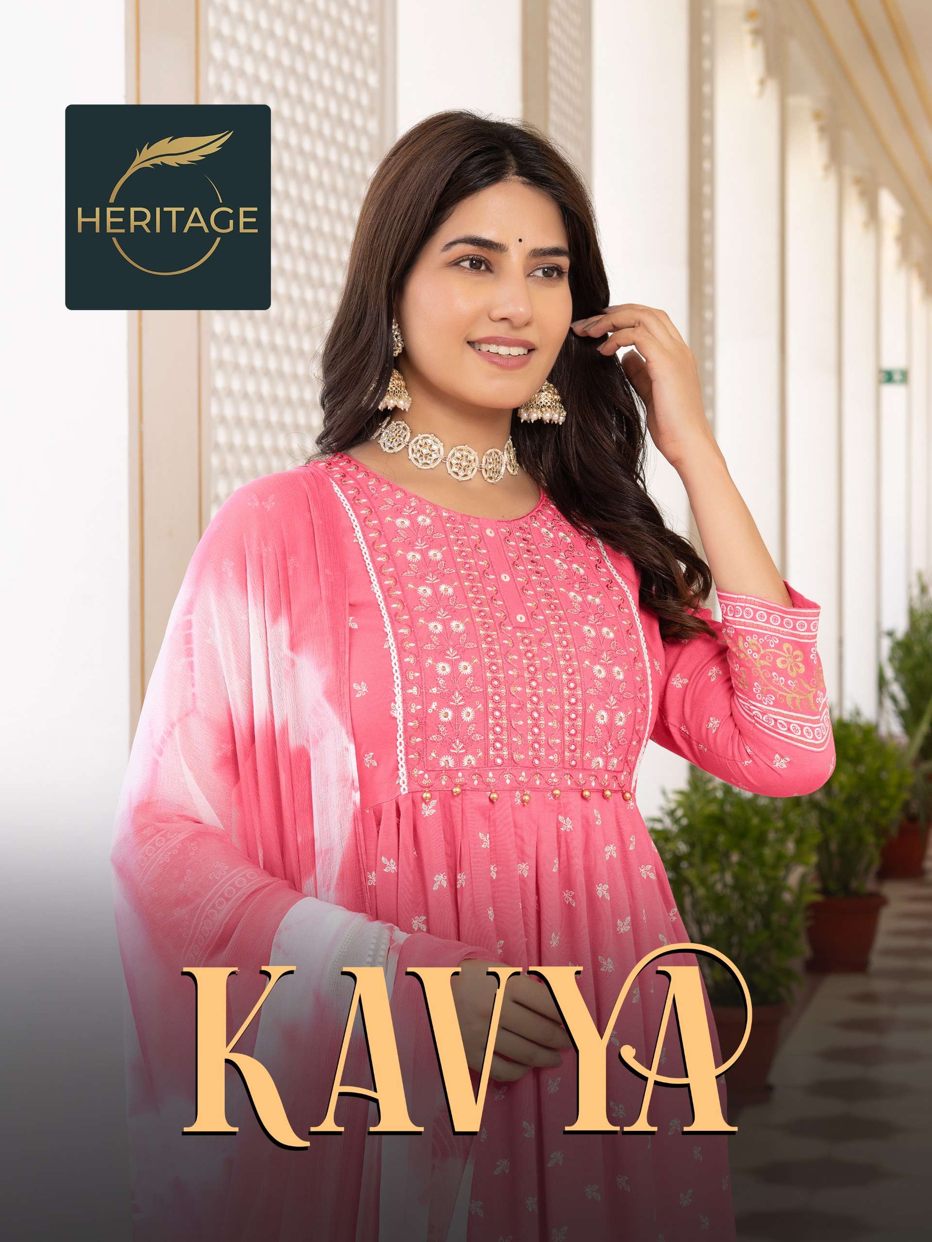 kavya heritage rayon designer kurtis latest catalogue wholesale rate dealer surat gujarat 