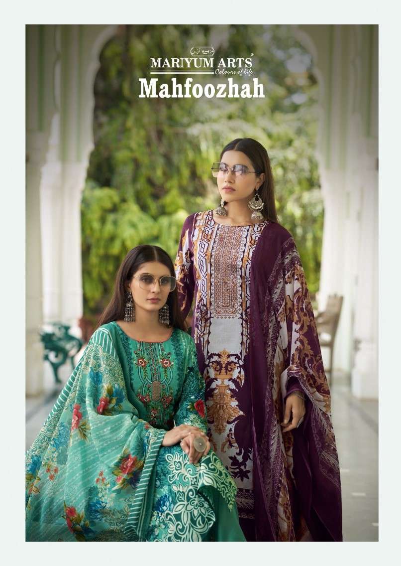mahfoozhah by mariyum arts 96001-96006 series pakistani salwar kameez catalogue collection 2024 
