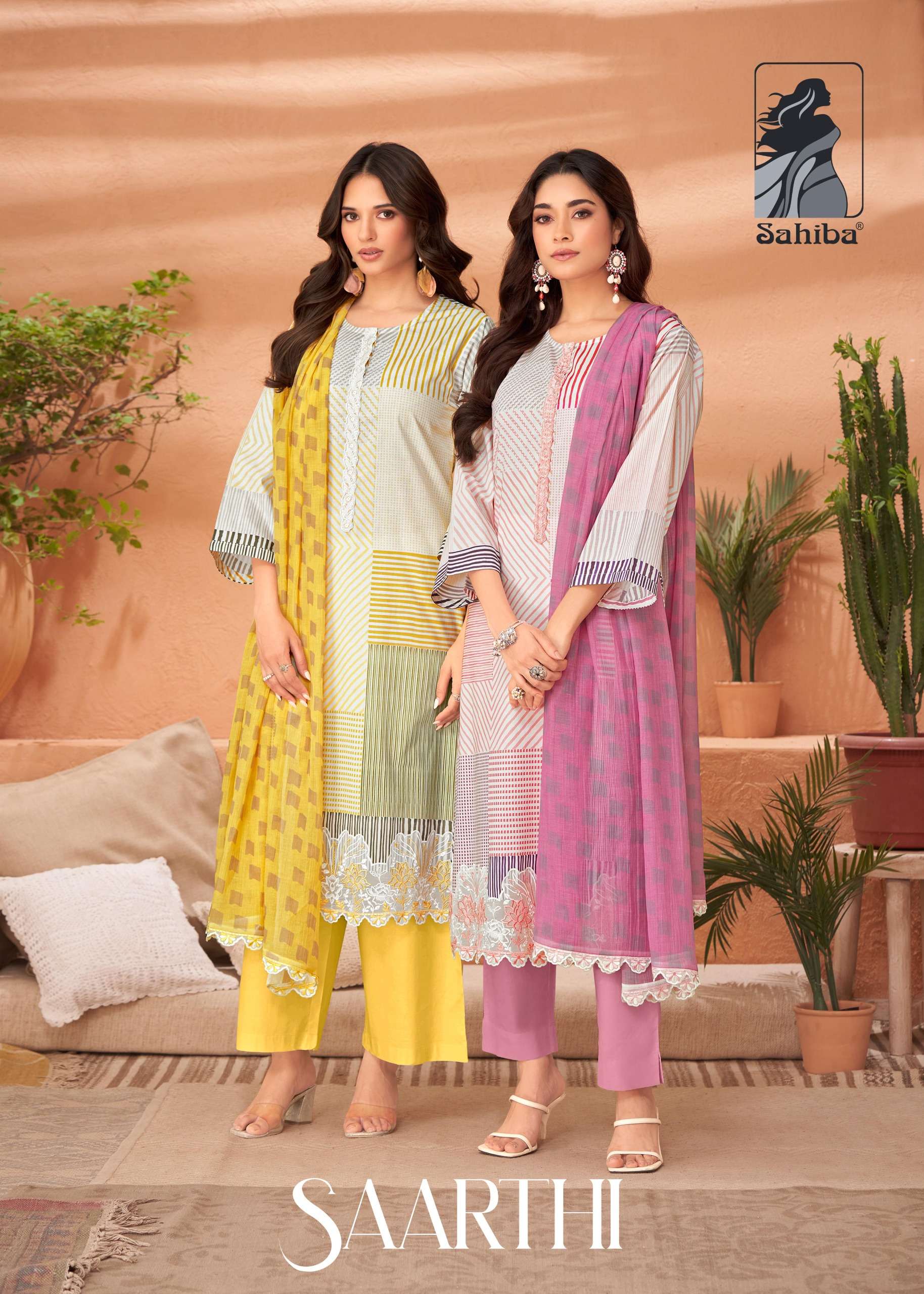 sahiba saarthi exclusive pure cotton lawn digital summer special ladies wear suits catalogue at surat 