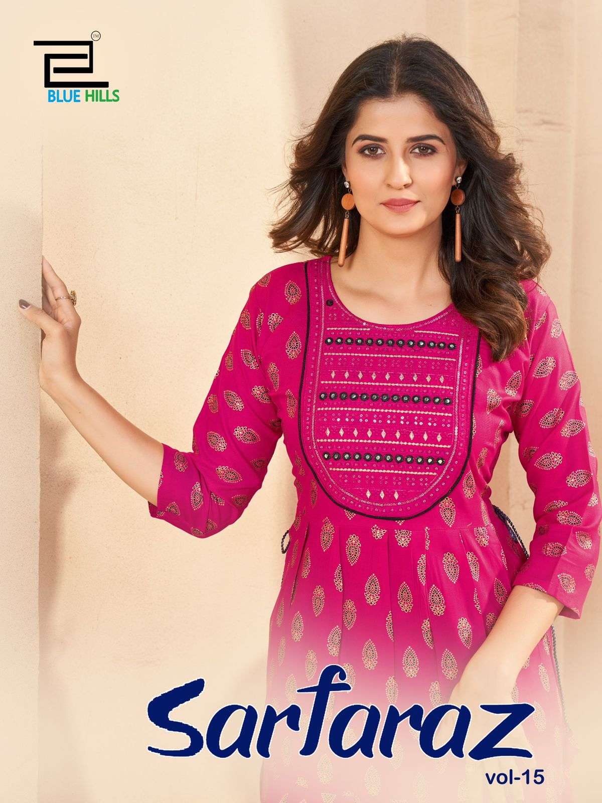 sarfaraz vol-15 by bluehills 1501-1504 series latest fancy long kurti gown wholesaler surat gujarat  