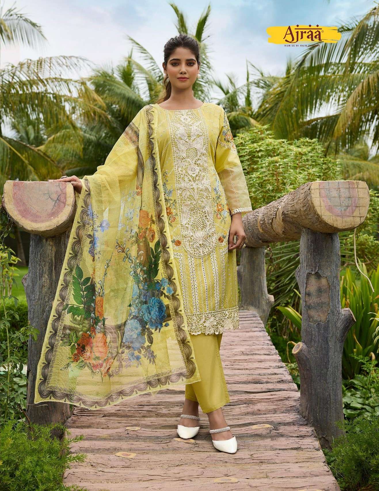 sarthi by ajraa heavy embroidered lawn cotton suits readymade collection wholesaler surat gujarat 