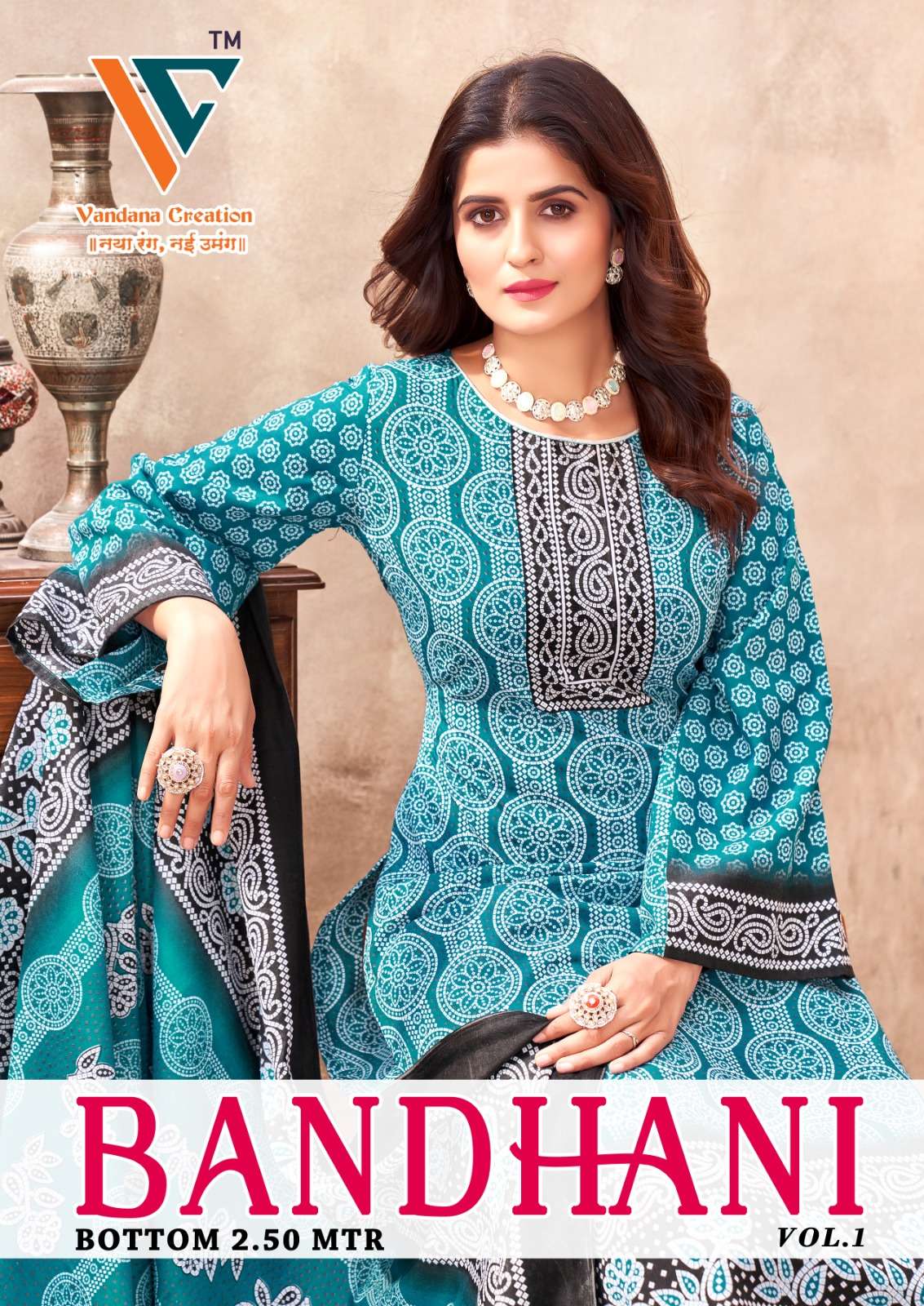 bandhani vol-1 by vandana creation 1001-1008 series cotton salwar kameez catalogue online surat gujarat 