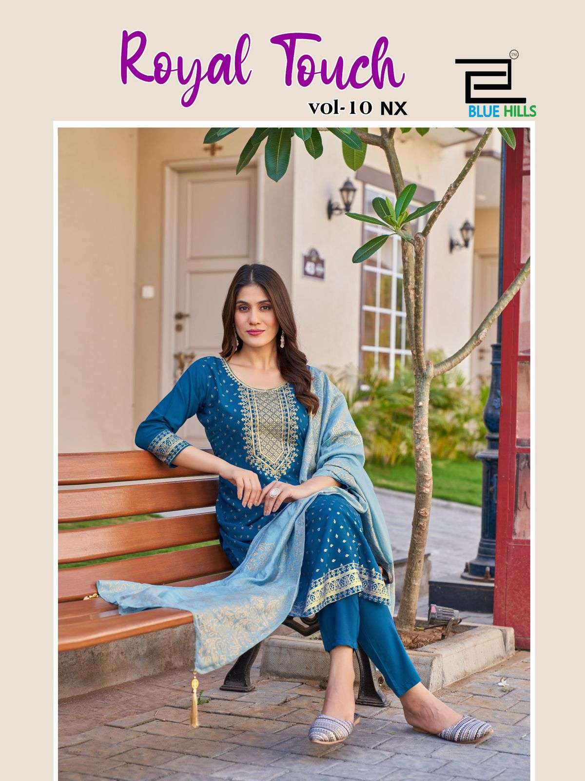 royal touch vol-10 nx by bluehills designer rayon top bottom with chanderi dupatta set surat gujarat 