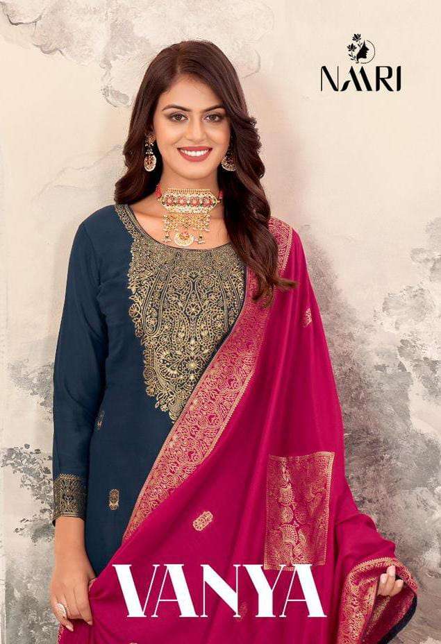 vanya by naari 99001-99004 series muslin jacquard salwar kameez catalogue wholesale collection surat gujarat 