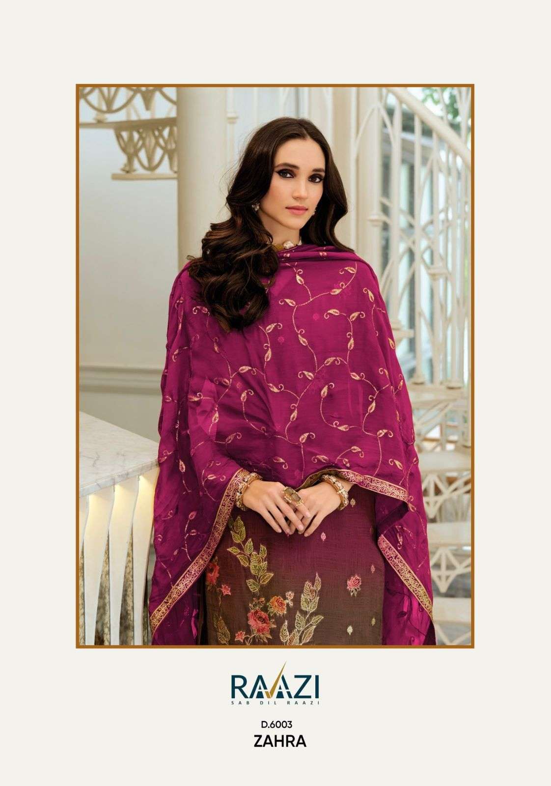 zahra vol-6 by rama fashion 6001-6004 series viscose organza salwar kameez wholesale dealer surat gujarat 