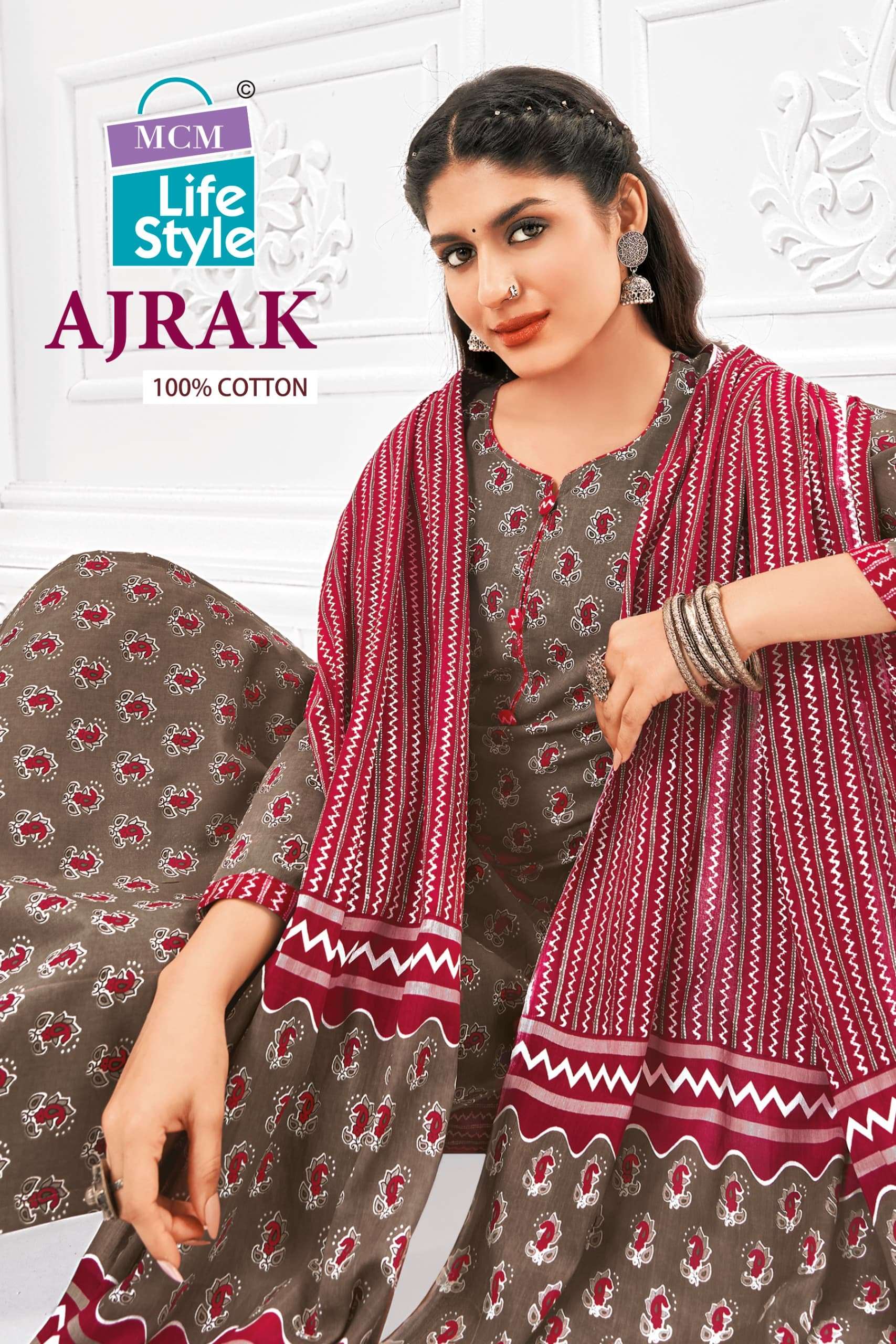 ajrak vol-1 by mcm lifestyle indian designer readymade cotton salwar suits catalogue online dealer surat 