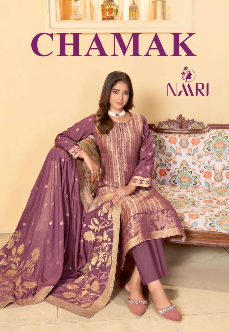 chamak by naari 105001-105004 series indian designer festive wear salwar kameez catalogue dealer surat gujarat 