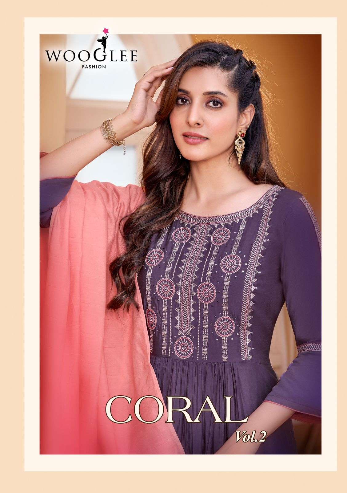 coral vol-2 by wooglee fashion 1007-1012 series trendy designer top bottom with dupatta set catalogue surat 