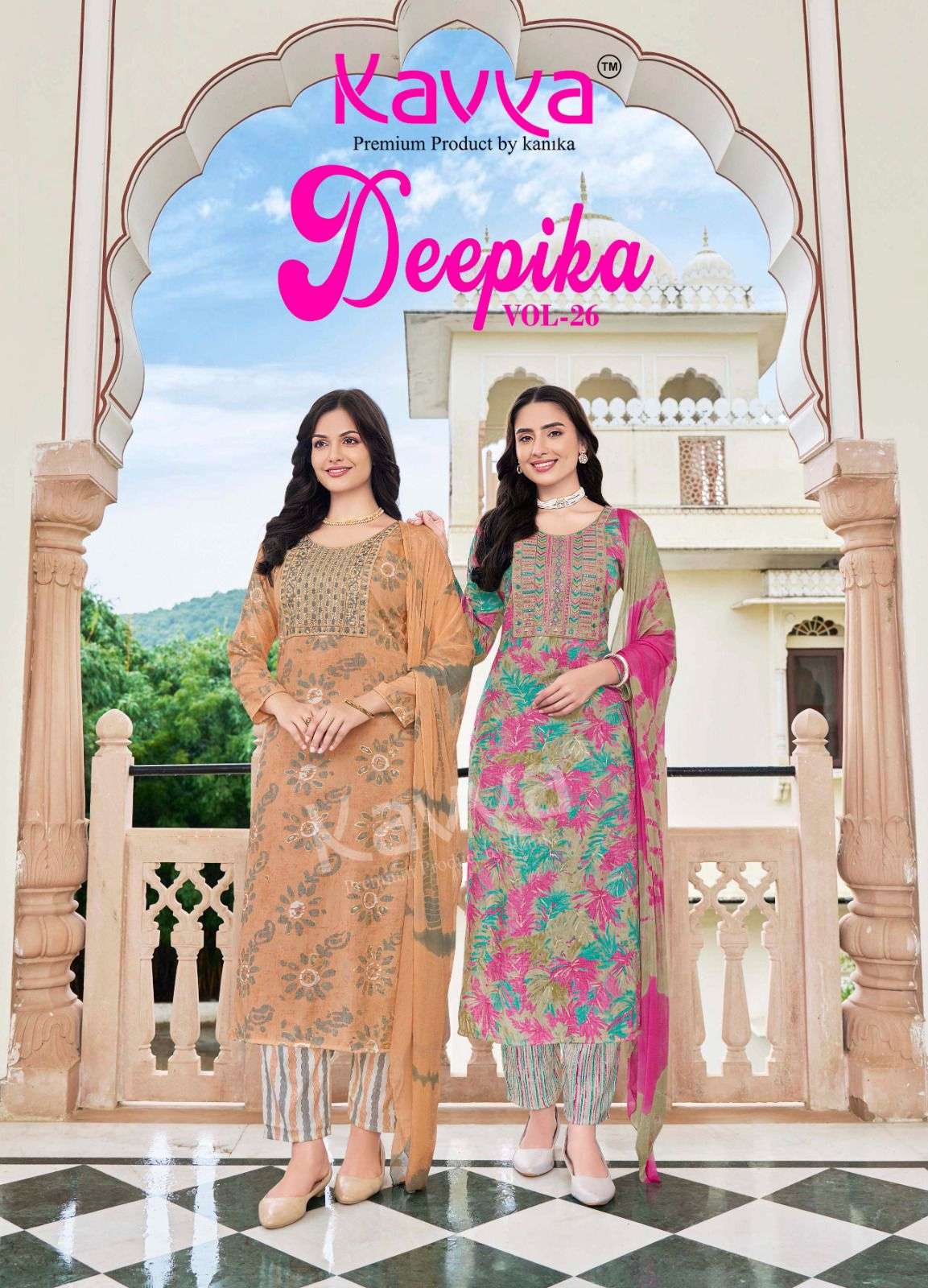 deepika vol-27 by kavya 26001-26010 series capsule designer kurti pant with nazleen dupatta set online shopping surat gujarat 