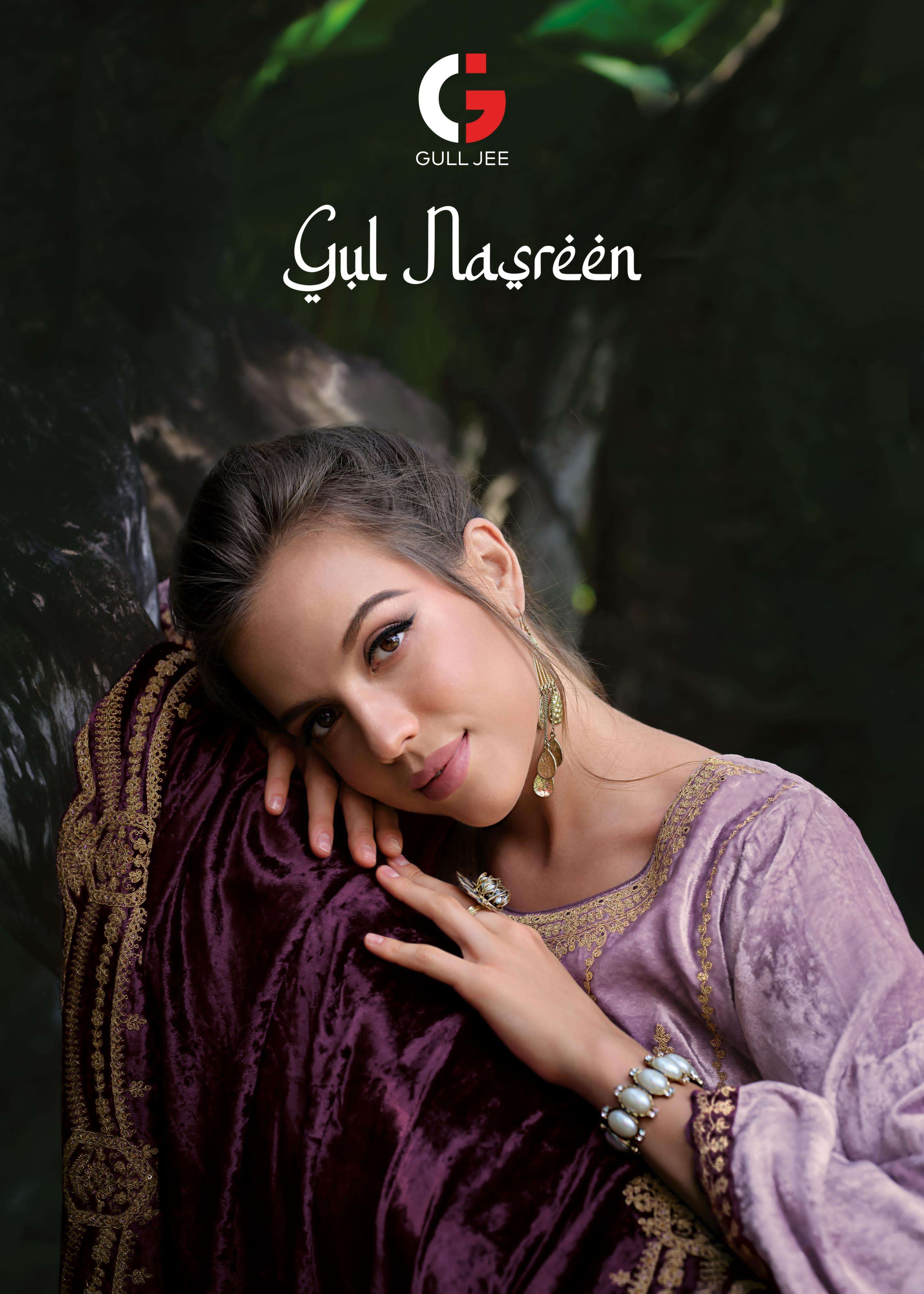 gull jee by gul nasren 20001-20006 series party wear viscose velvet embroidred winter salwar kameez collection buy online dealer  