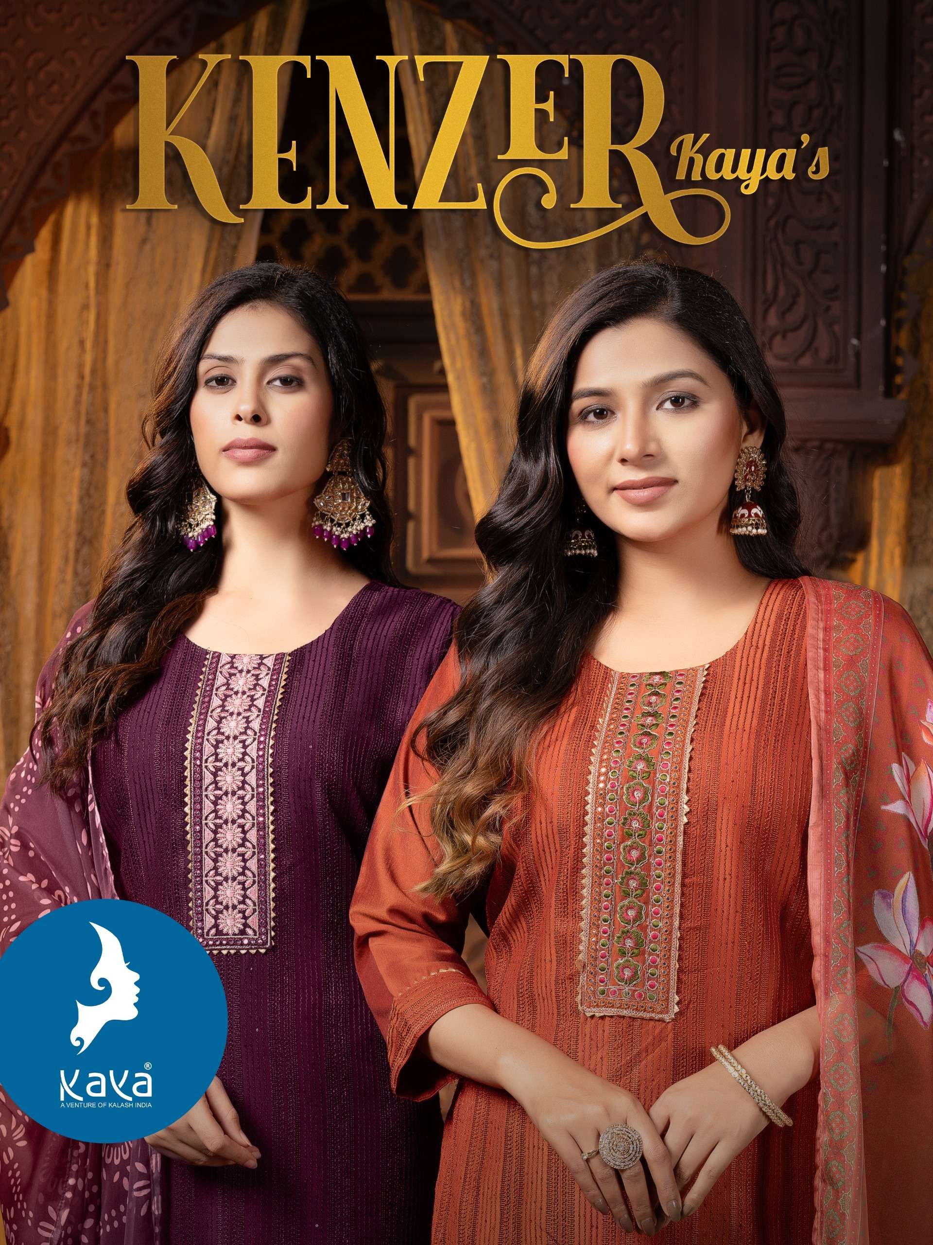 kenzer by kaya chinnon kurti pant with dupatta set online dealer surat gujarat 