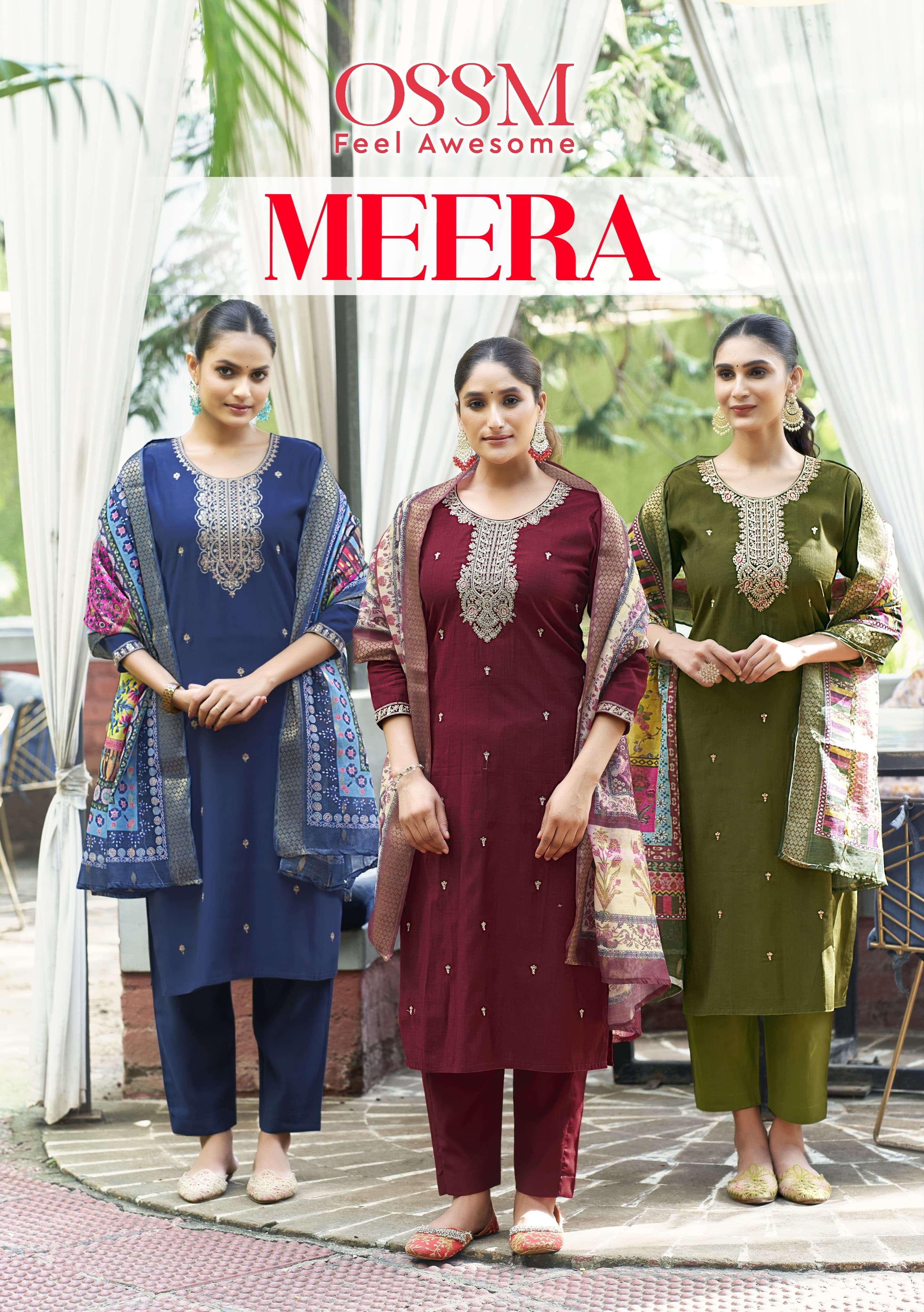 meera by ossm 1001-1006 series indian designer kurtis catalogue latest design 2024