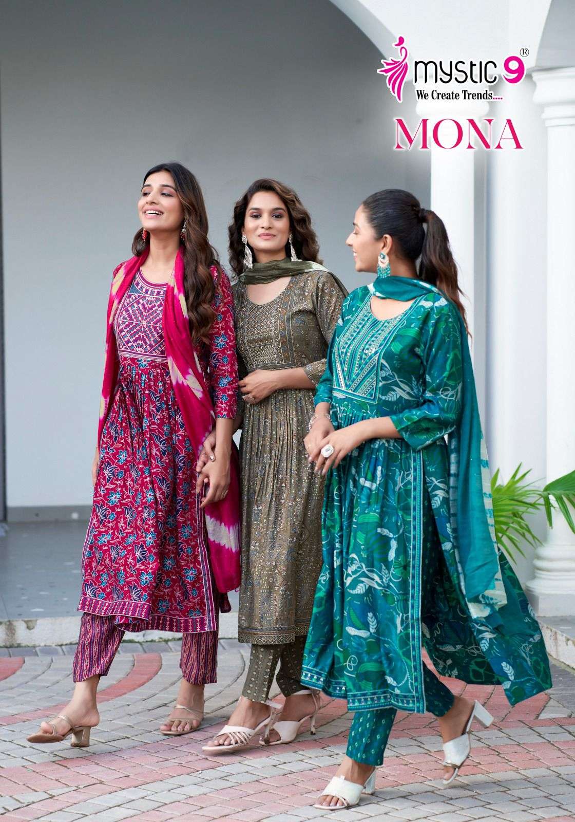 mystic9 mona vol 1 1001-1008 series roman silk premium readymade salwar kameez wholesale price surat