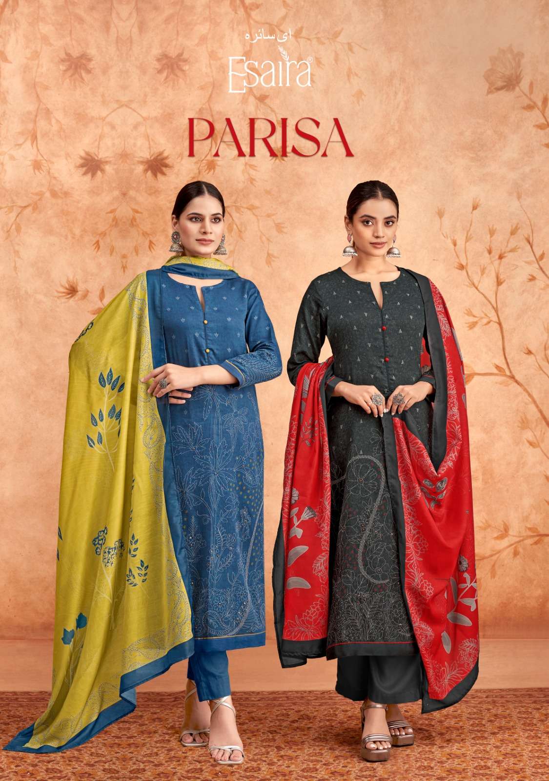 parisa by esaira 1001-1008 series trendy designer unstich suits catalogue wholesale price surat gujarat 