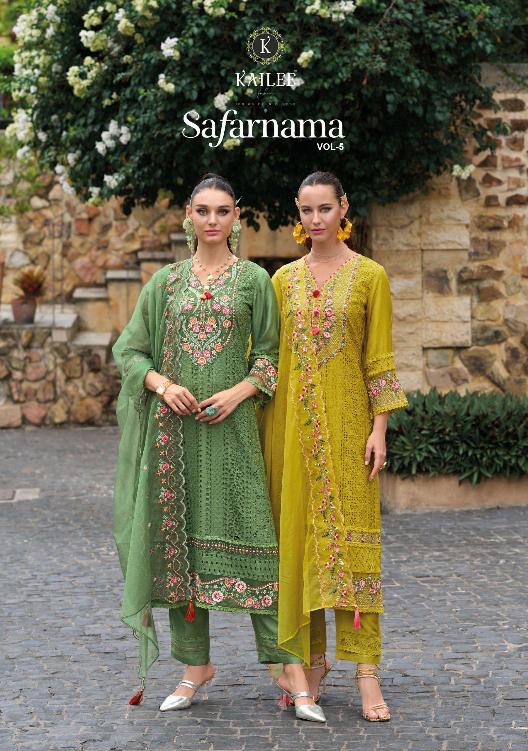 safarnama vol-5 by kailee fashion 43771-43776 series exclusive work designer readymade party wear collection surat gujarat 