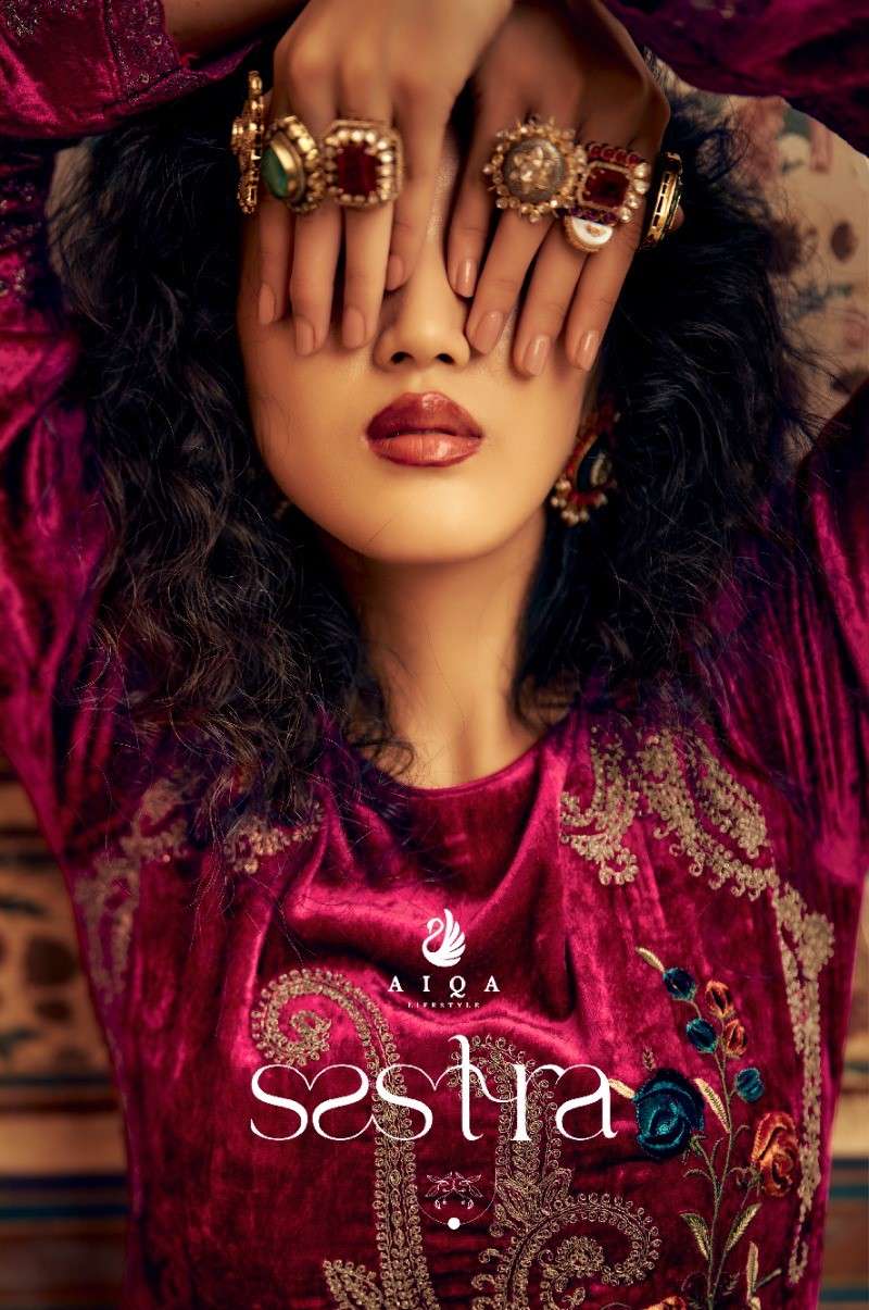 sastra by aiqa lifestyle 1135-1142 series heavy designer velvet salwar kameez catalogue latest design 2024