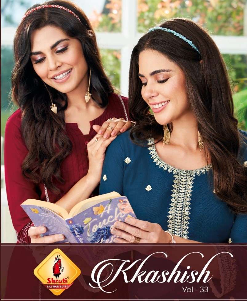 shruti suits kkashish vol 33 designer pure cotton linen stich kurti collection wholesale price surat 
