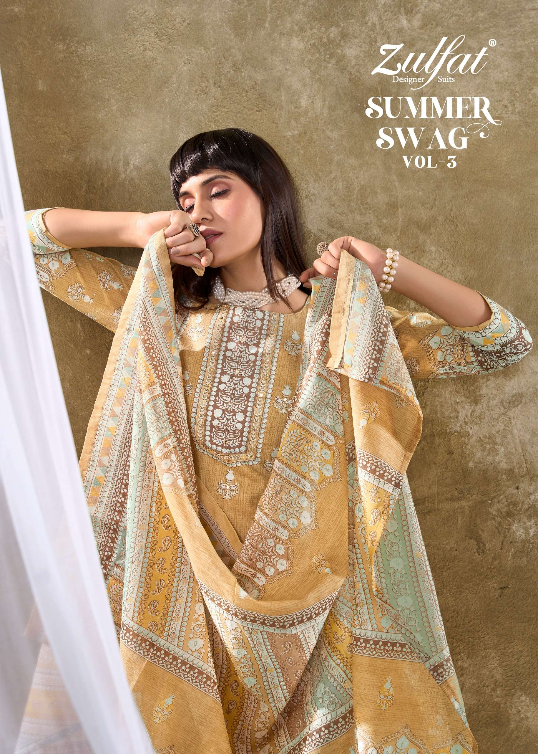 zulfat designer studio summer swag vol 3 designer cotton unstich salwar kameez wholesale price surat 