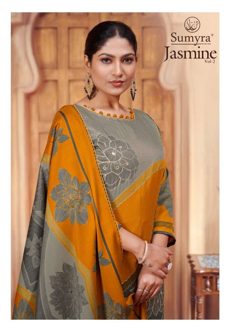 jasmine vol-2 by radhika fashion 16004-16004 series winter designer pashmina salwar suits catalogue surat